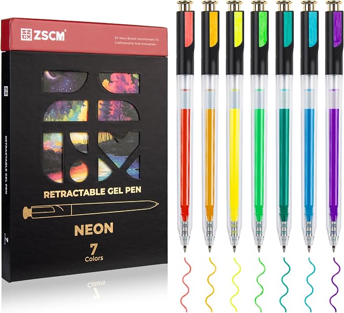Amazon.com: Retractable Neon Gel Pens, 7 Colors Large Capacity Ultra ...
