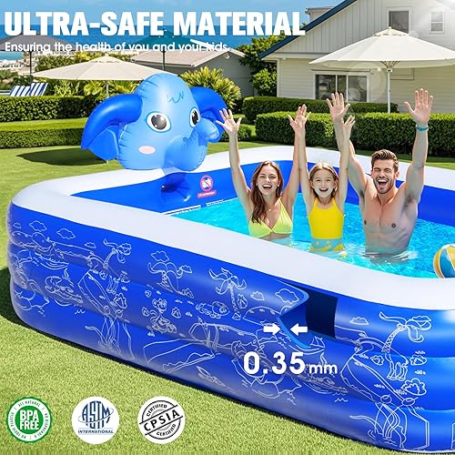 Miniatura 3 de Piscinas inflables con aspersor, piscina inflable de elefante mejorada, piscinas infantiles para patio trasero, piscina inflable grande para
