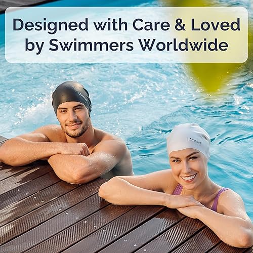 Miniatura 5 de Limmys Gorro de natación unisex para hombre y mujer, gorro de natación 100% silicona para mujer, de calidad premium, elástico y cómodo, disponible