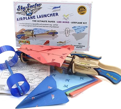 PATHFINDERS Kit STEM – Lanzador de aviones de papel | Kits de ciencia para niños | Juguetes de física | Kit de ingeniería para niños | Recurso de