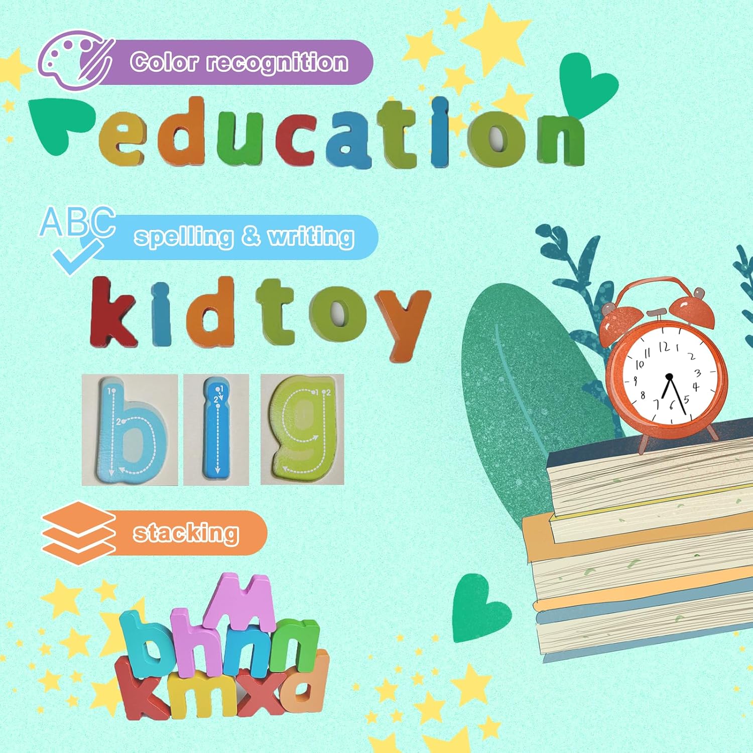 Kairsya Alphabet Puzzle - montessori Wooden Puzzles for Toddlers 1-5 | abc Alphabet Puzzles Learning Toys for toddlers toddler learning toys Preschool Educational Gift for kids Lowercase Letter Puzzle