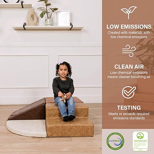 Miniatura 5 de FDP - Escalador de esquina rústico occidental para niños pequeños, piel sintética envejecida, estructura de juego activo para interiores para niños