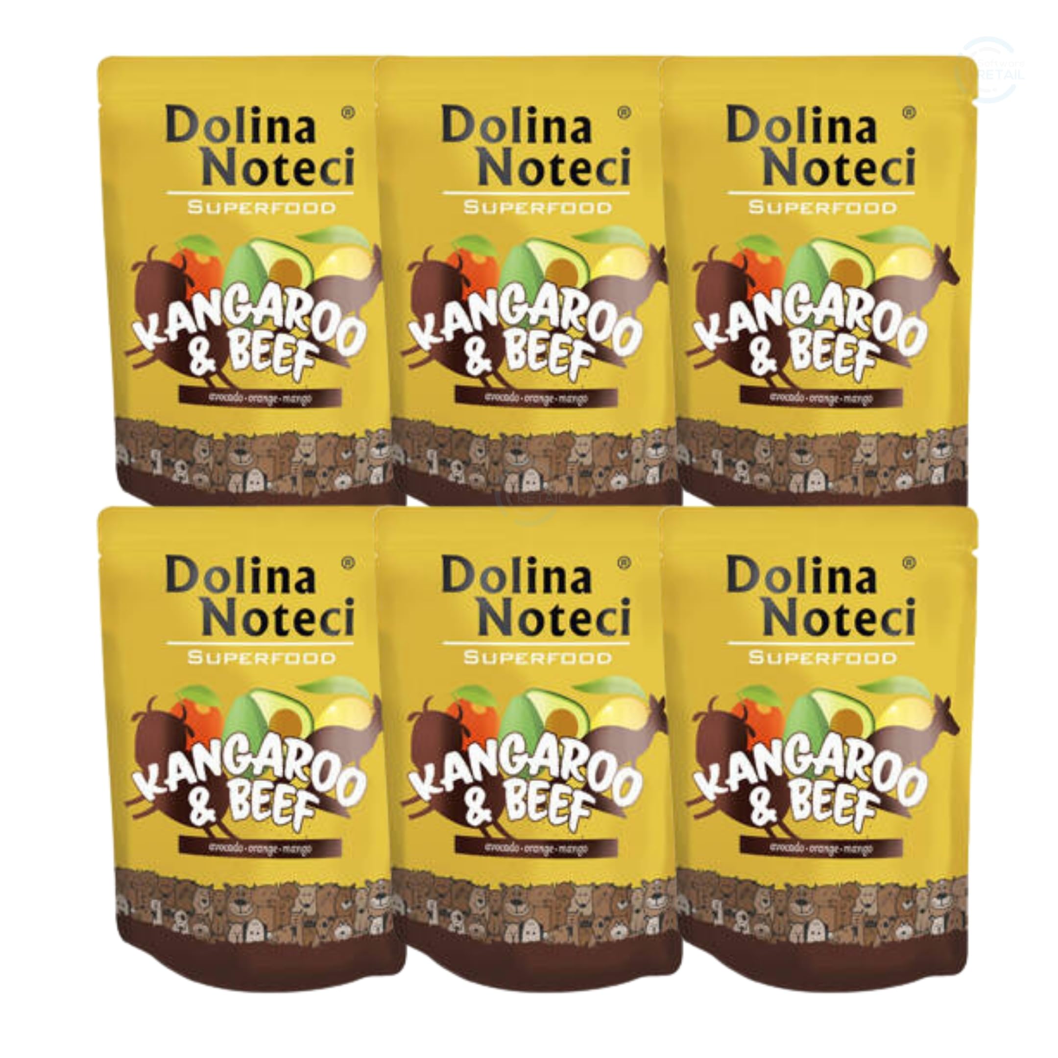 Dolina Noteci Premium SUPERFOOD Grain-Free Wet Dog Food for All Breeds – Natural Recipes, Tailored Nutrition, Unique Meats & Functional Supplements, No Additives (Kangaroo & Beef, 6x300g)