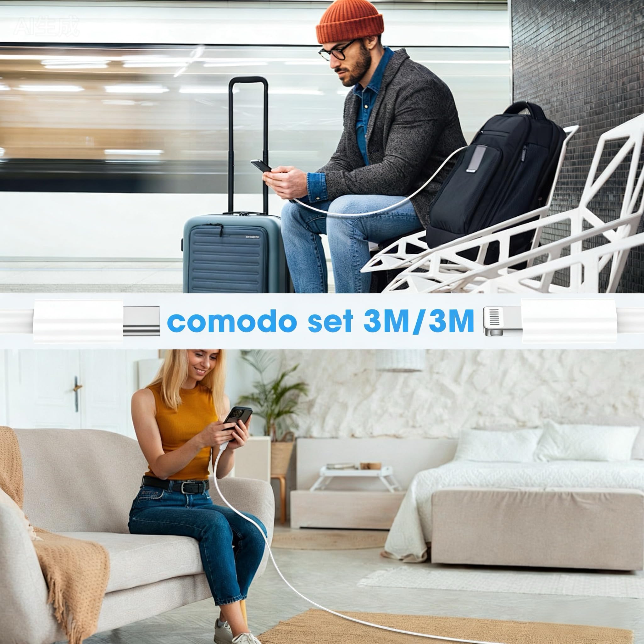 Cavo Per IPhone USB C Lightning,Cavo Di Ricarica Rapida,2 Pezzi 3M+3M Cavetto USB C Lightning Per IPhone 14/Pro/Max/13/13Pro/Max/12/Pro/Max/Mini/11/Pro/Max/Se/Xs Max/Xs/Xr/X/8/Plus/7/Plus/6/Plus/Ipad