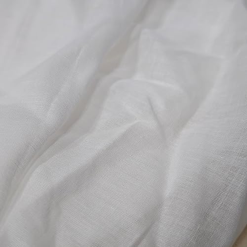 Miniatura 5 de Tela de muselina blanca, 100% algodón, 2 yardas x 59 pulgadas, 75 GSM, color blanco, material suave y ligero para forros, costura, manualidades,