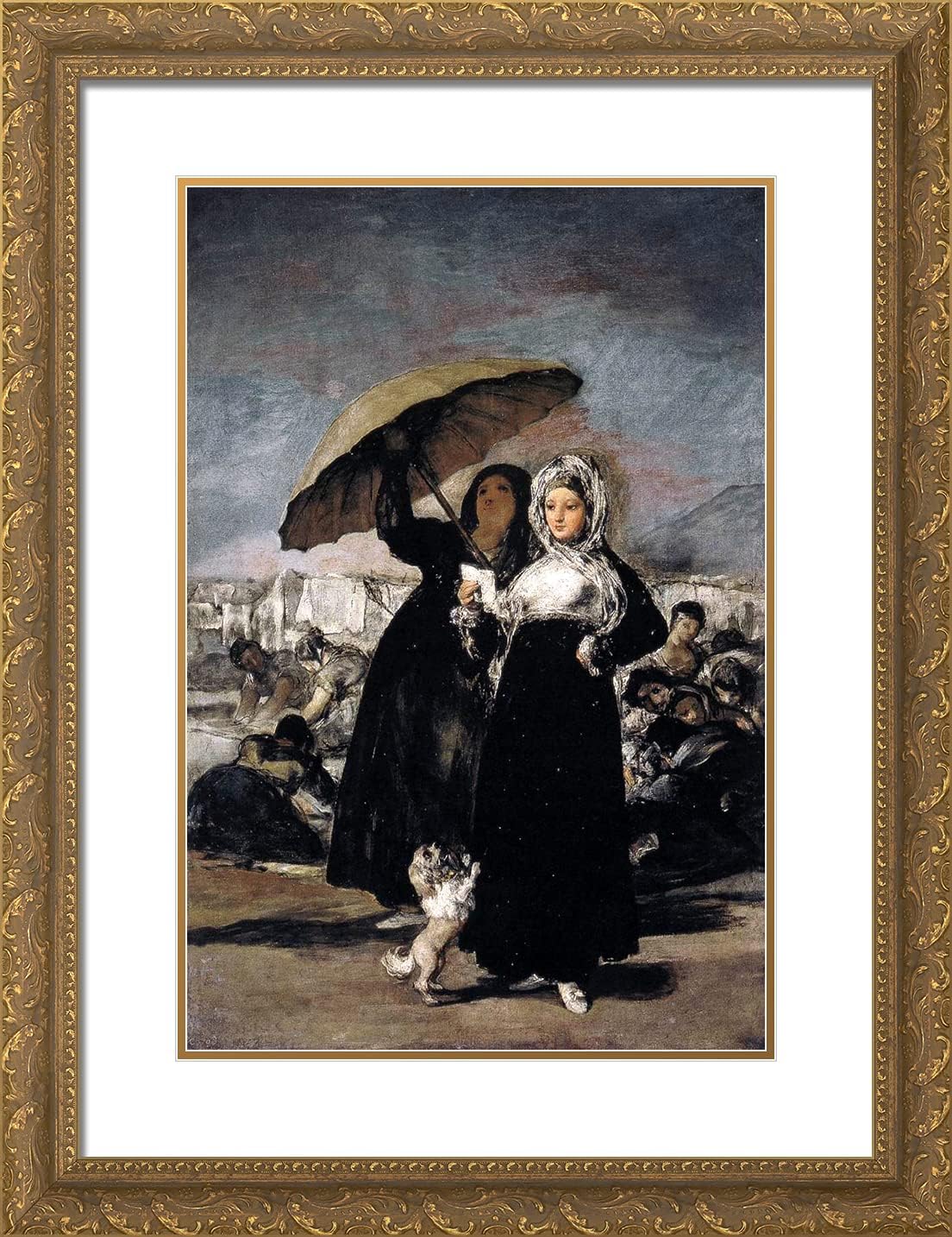 ArtDirect Goya, Francisco 19x24 Gold Ornate Framed Art Print with Double Matting Titled: Young Woman with a Letter
