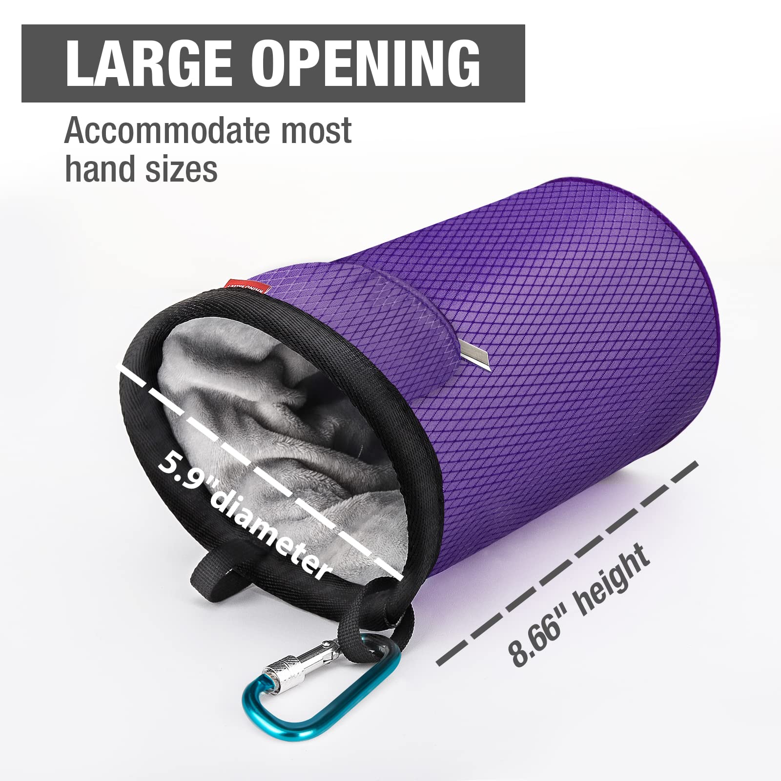 MoKo Bolsa de Magnesia Profesional con Cinturón Ajustable y Bolsillo con Cremallera para Escalada, Gimnasia, Levantamiento de Pesas