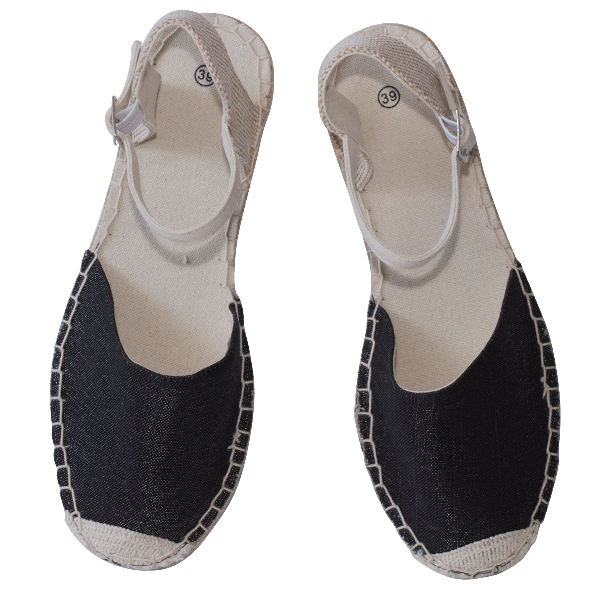 Japanwelt Espadrilles für Damen I Riemchen - Sommer-Latschen Espandrillos Damen-Slipper Sommerschuhe Leinenschuhe Spanisch Leinenschuhe Plateau Mokassin Espandrilles Schlüpfschuhe Halbschuhe