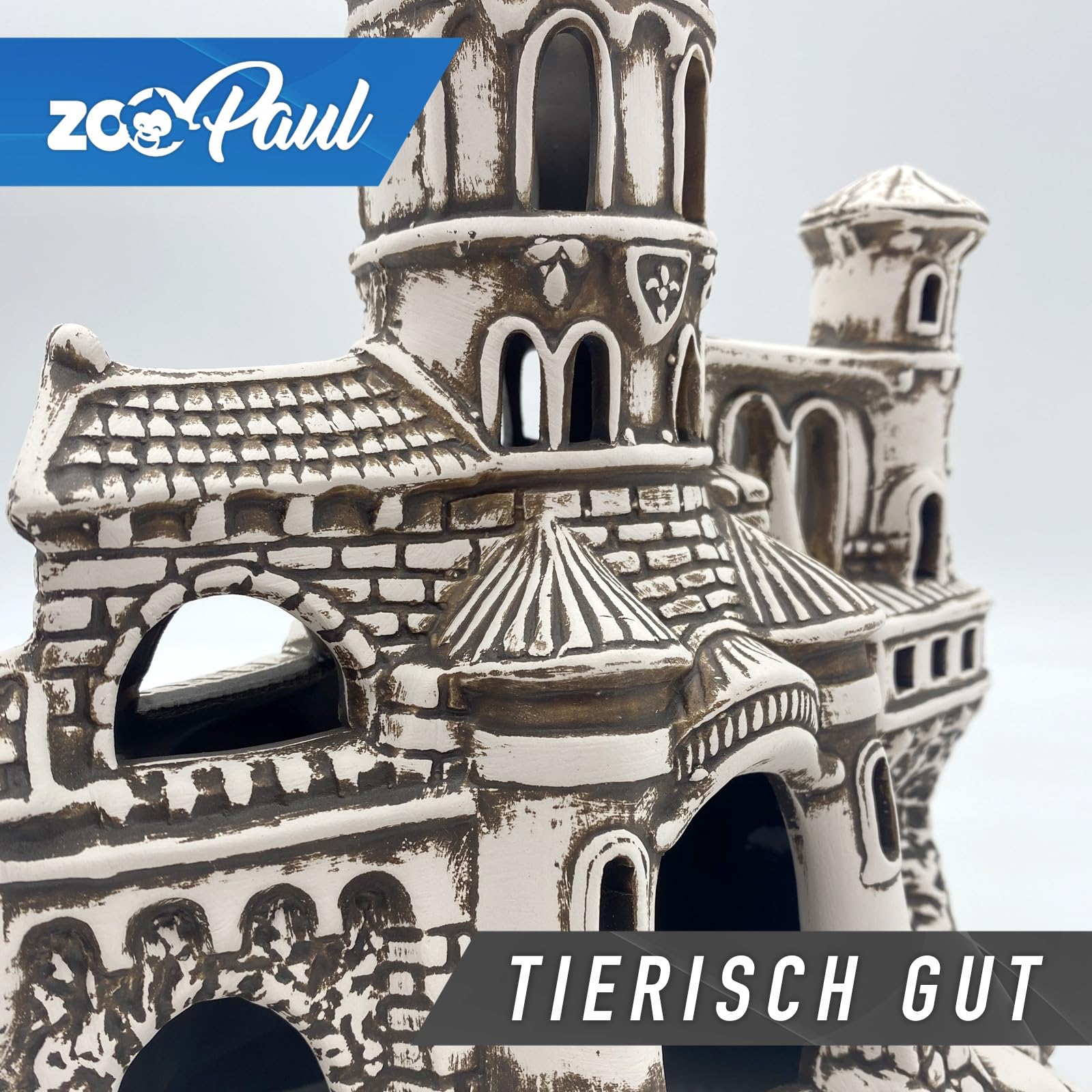 ZooPaul Sprudel Set Keramik Deko und Pumpe + Zubehör Dekoration Aquarium XL Burg Schloss Gebäude groß