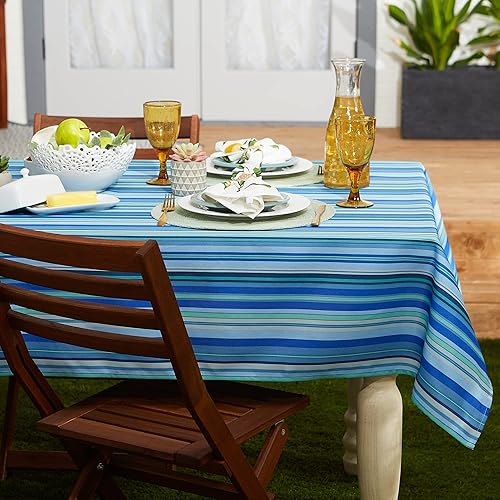 Miniatura 4 de DII Summer Stripe - Colección de mesa con cremallera para exteriores, multiusos, lavable a máquina, camino de mesa, 14 x 72 pulgadas, playa
