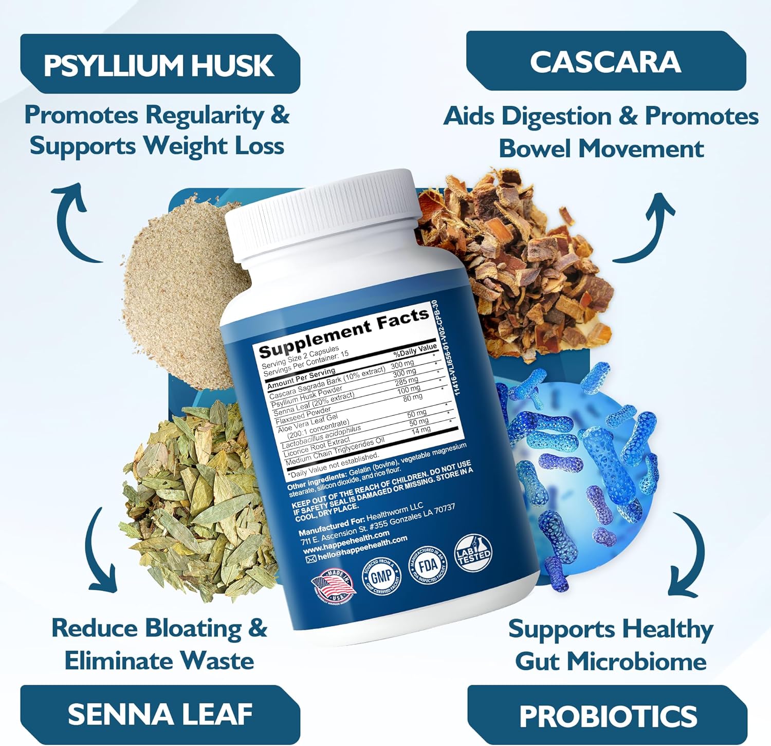 Happee Colon Cleanser &Amp; Detox For Weight Loss &Amp; Glp-1 Suppor...