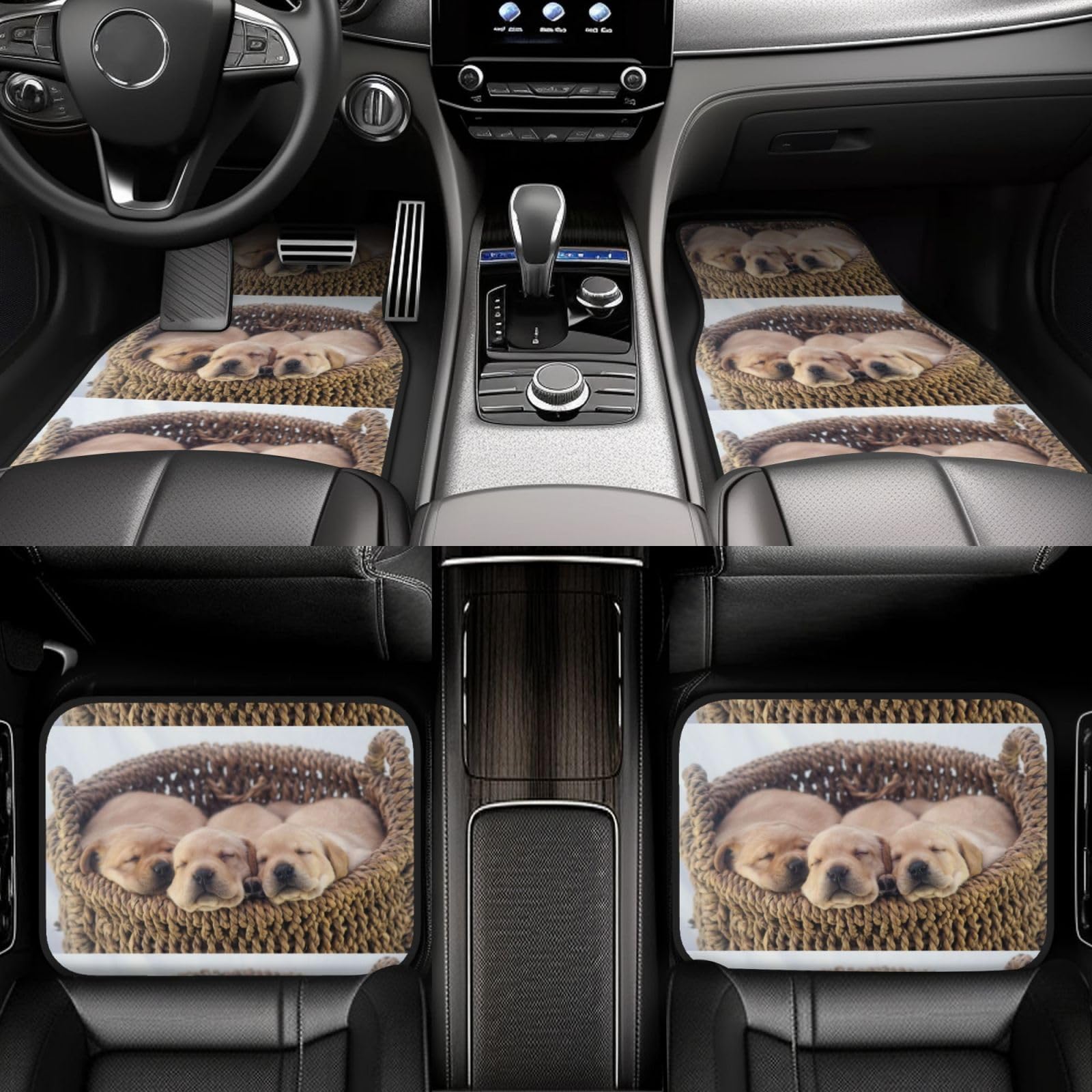 Labradorwelpen, Golden Retriever, 4er-Set Auto-Fußmatten, Neopren-Fußmatten für Fahrzeuge, rutschfeste Auto-Fußmatten, Autozubehör