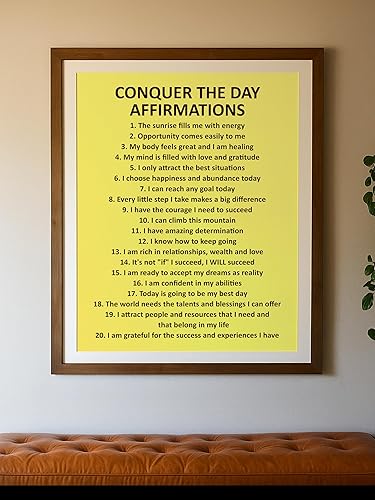 Miniatura 6 de Conquer the Day Affirmations- Motivational Quotes Wall Art, Modern Yellow Typography Inspirational Print Wall Decor Perfect for Home, Office,