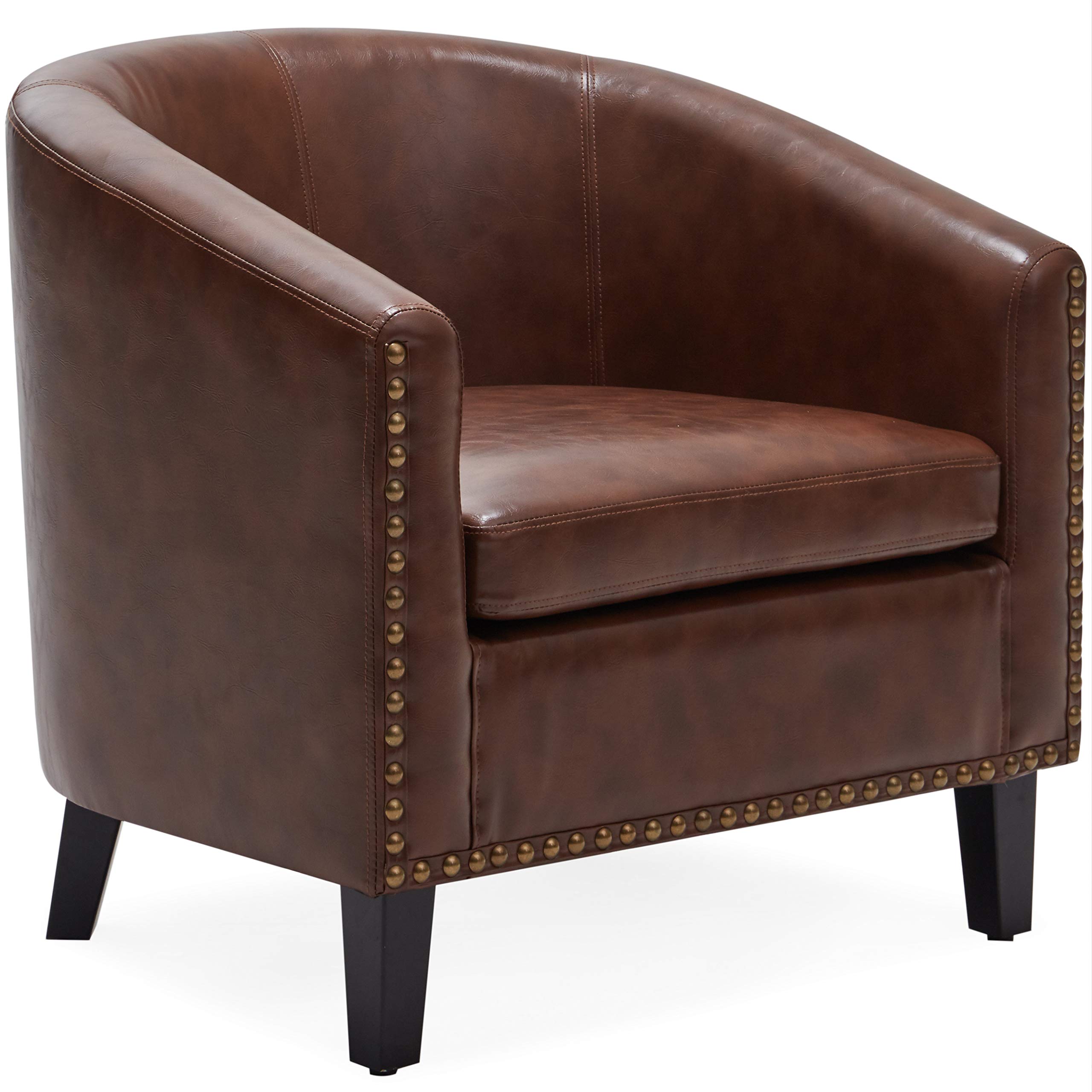 BELLEZE Modern Tub Barrel Accent Chair Upholstered Arm Club Chair for
