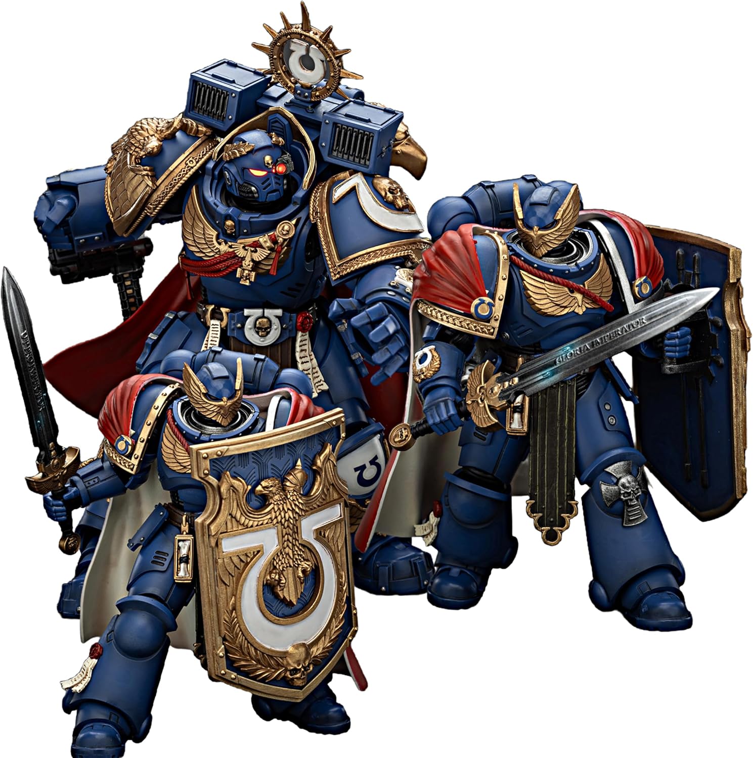 JOYTOY Warhammer 40K 1/18 Action Figures Ultramarines Marneus Calgar Chapter Master and Ultramarines Double Victrix Honour Guard Collectible Model Birthday Gifts Collectible Artifacts