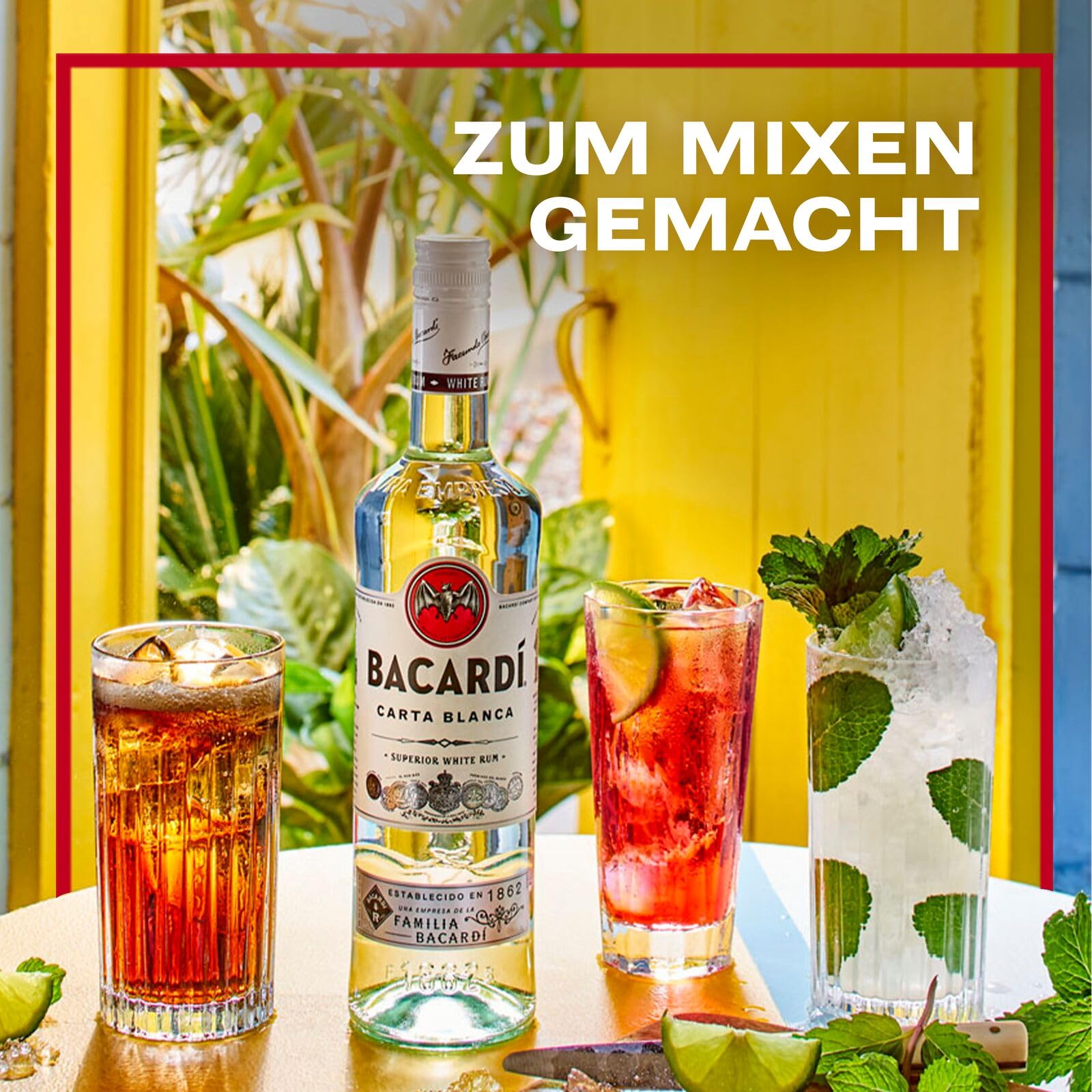 BACARDI Carta Blanca Superior White Rum - 300 cl/3 L, 37,5 Vol-% - Legendärer Weißer Karibik-Rum, Perfekt zum Mixen und für Cocktails