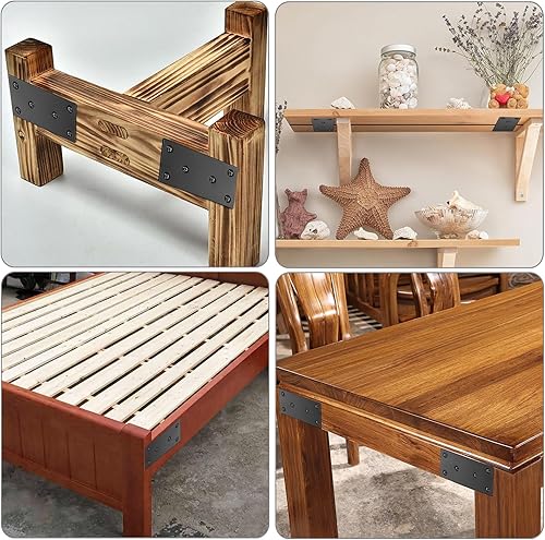 Miniatura 7 de Sumnacon 12 unids 3.9* 2.0 in) soportes de acero inoxidable planos rectos reparación placas reparación soporte de fijación negro