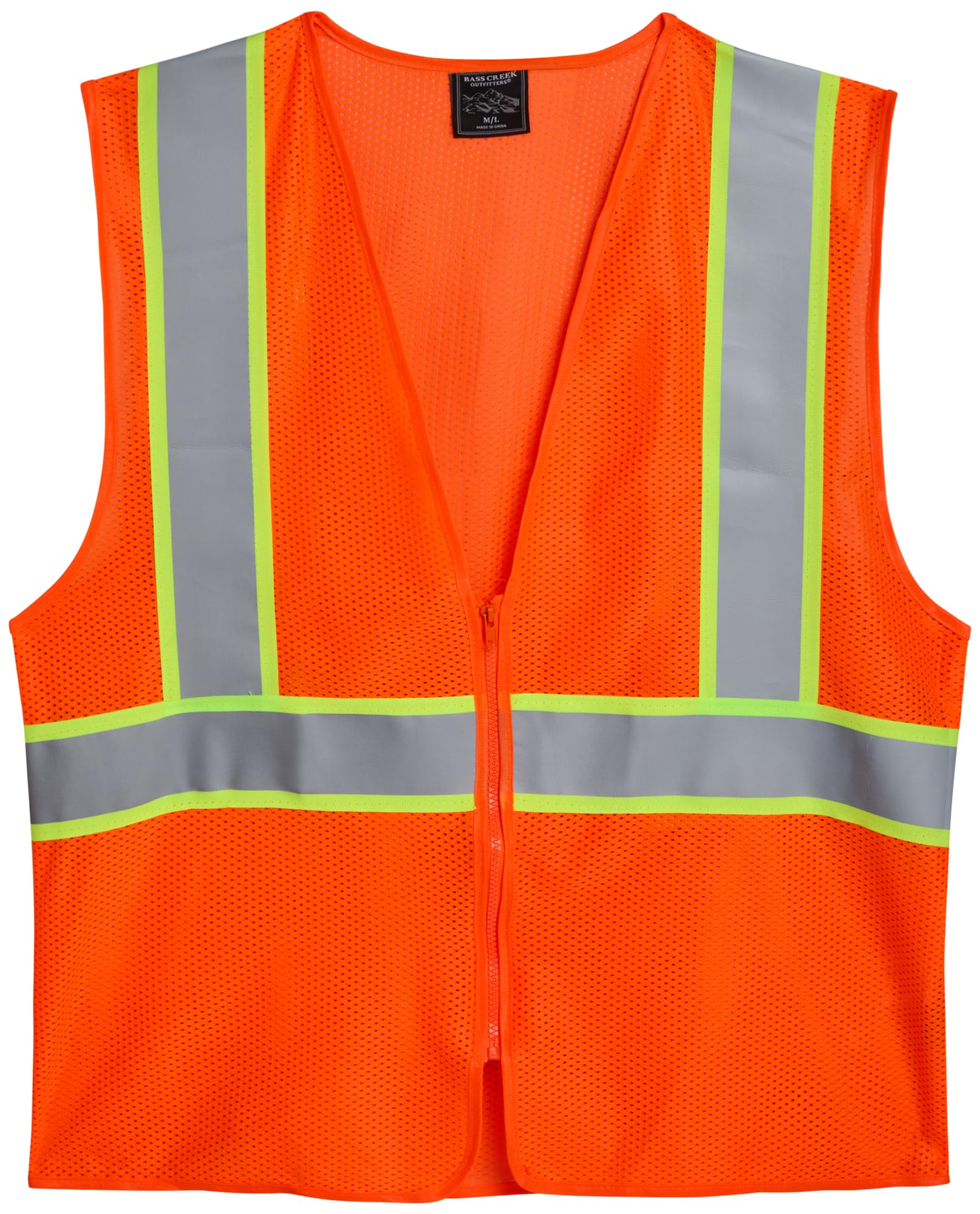Bass Creek Outfitters Men's Safety Vest - High Visibility Workwear Construction Mesh Reflective Vest (Sizes: M-XXL)