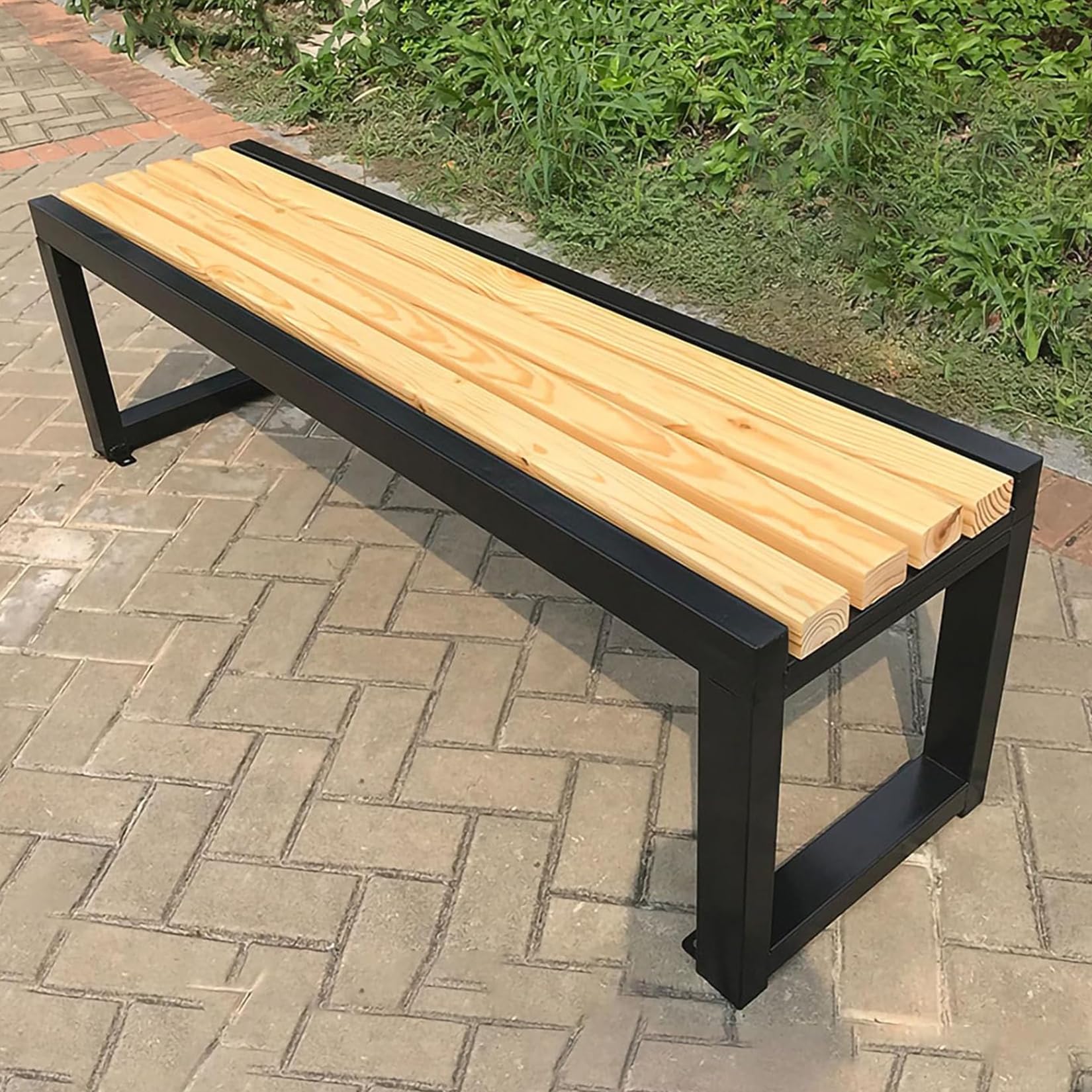 Banco de jardín para terrazas y patios de madera dura negra de 100 cm