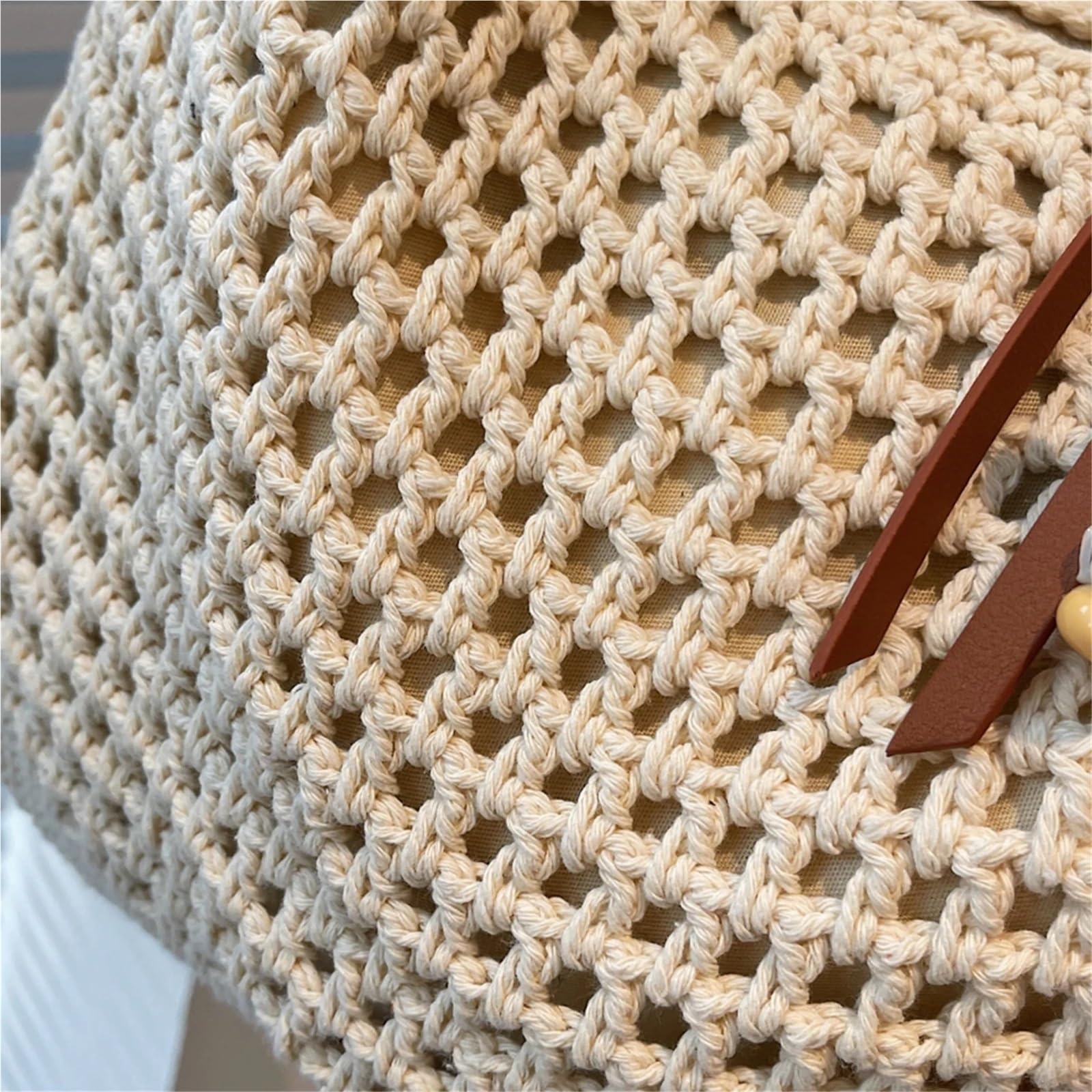 Bolso de Mano Tejido Calado Bolso de viaje paja tejido a mano gran capacidad for mujer, bolso hombro playa, verano, for, viajes, trabajo, ropa