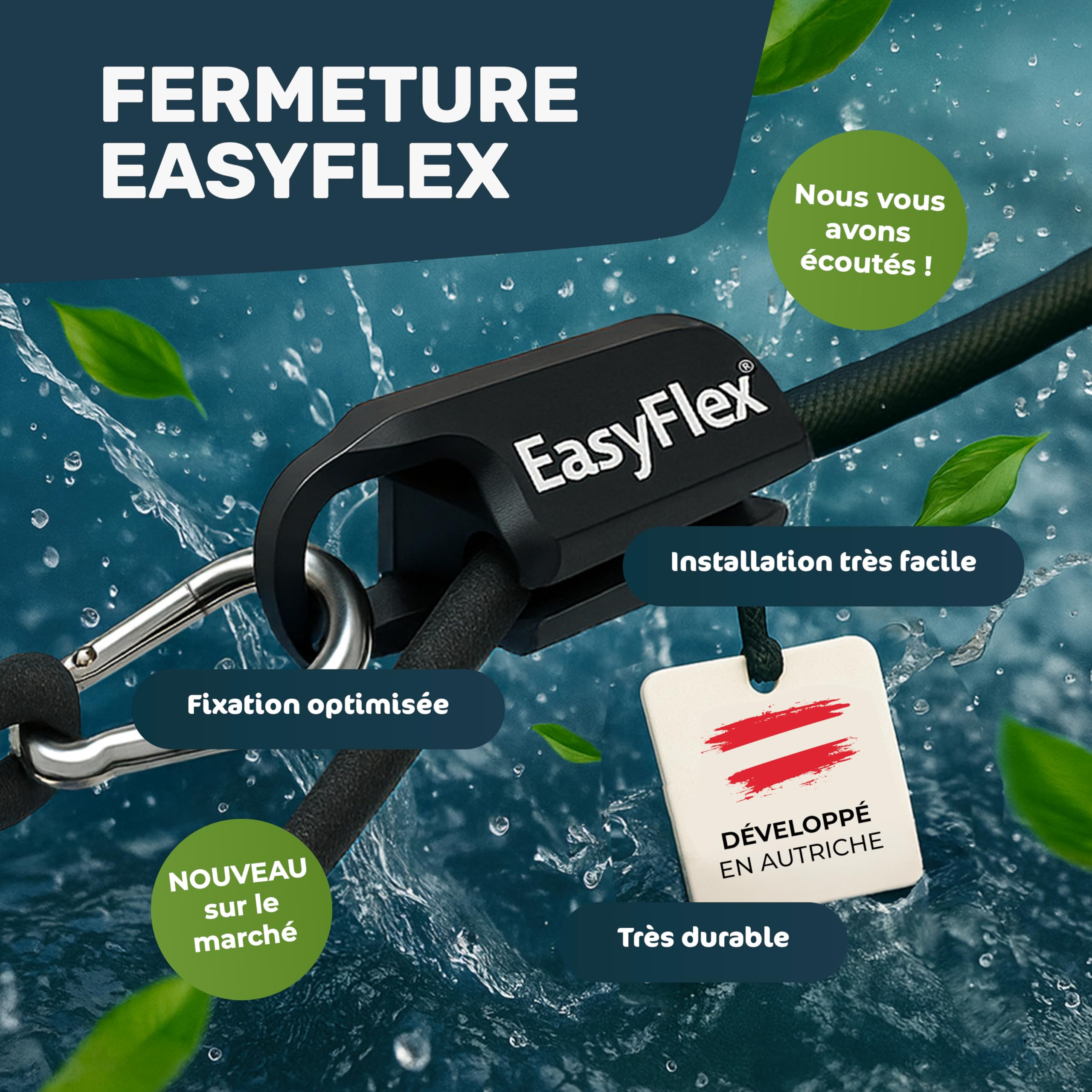 Bâche de Piscine en Film d'ensilage Premium 6x6m pour piscines Ø 420–520 cm | Fermeture EasyFlex®, Couverture opaque anti-algues, Bâche d'hiver & d'été, Résistante aux déchirures