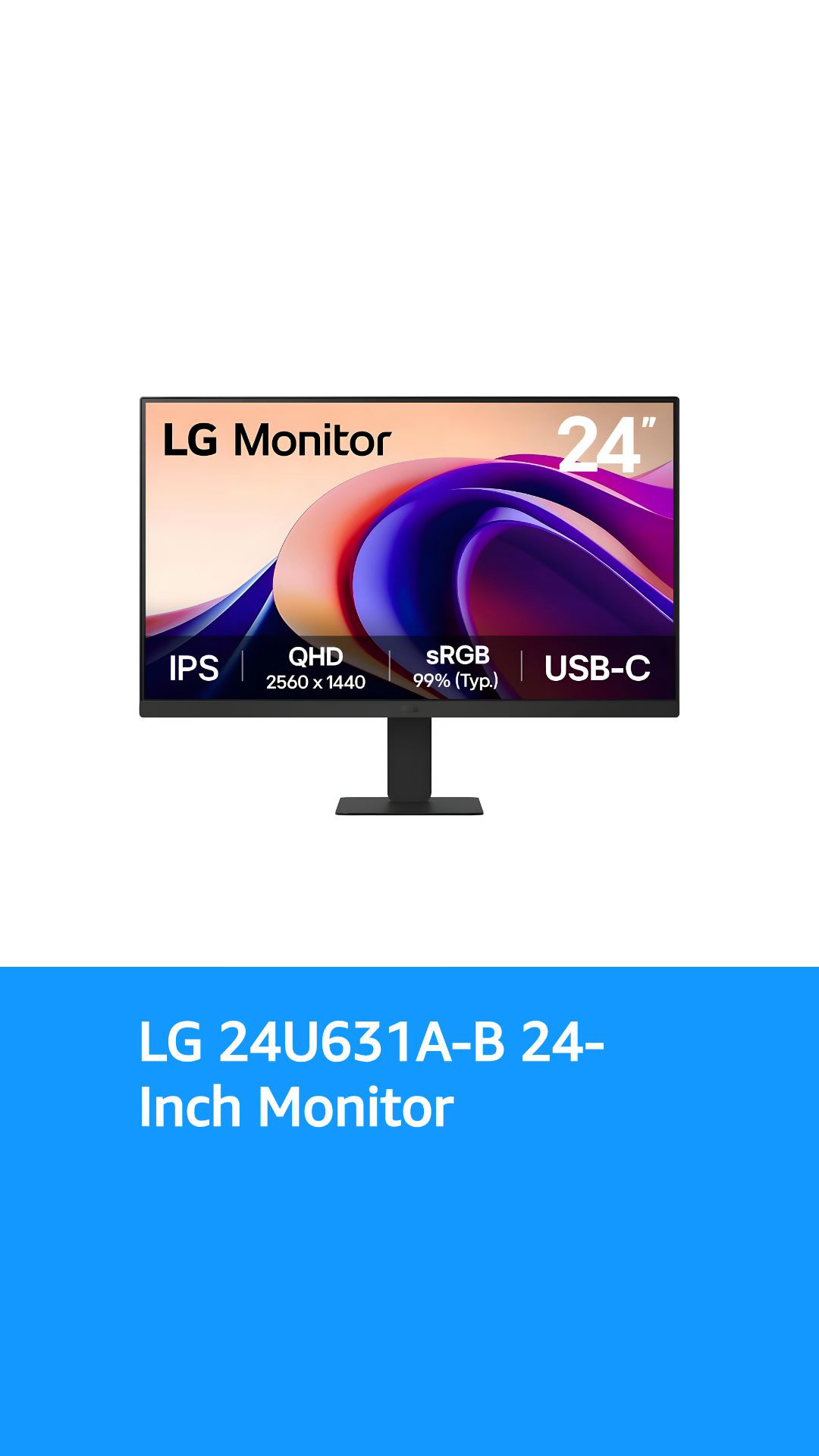 LG 24U631A-B 24-Inch QHD (2560x1440) IPS Monitor, 100Hz Refresh