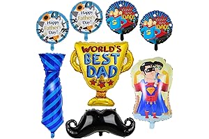 8 Pcs Fathers Day Balloons, 40 Inch Superhero Dad Happy Father's Day Foil Balloons