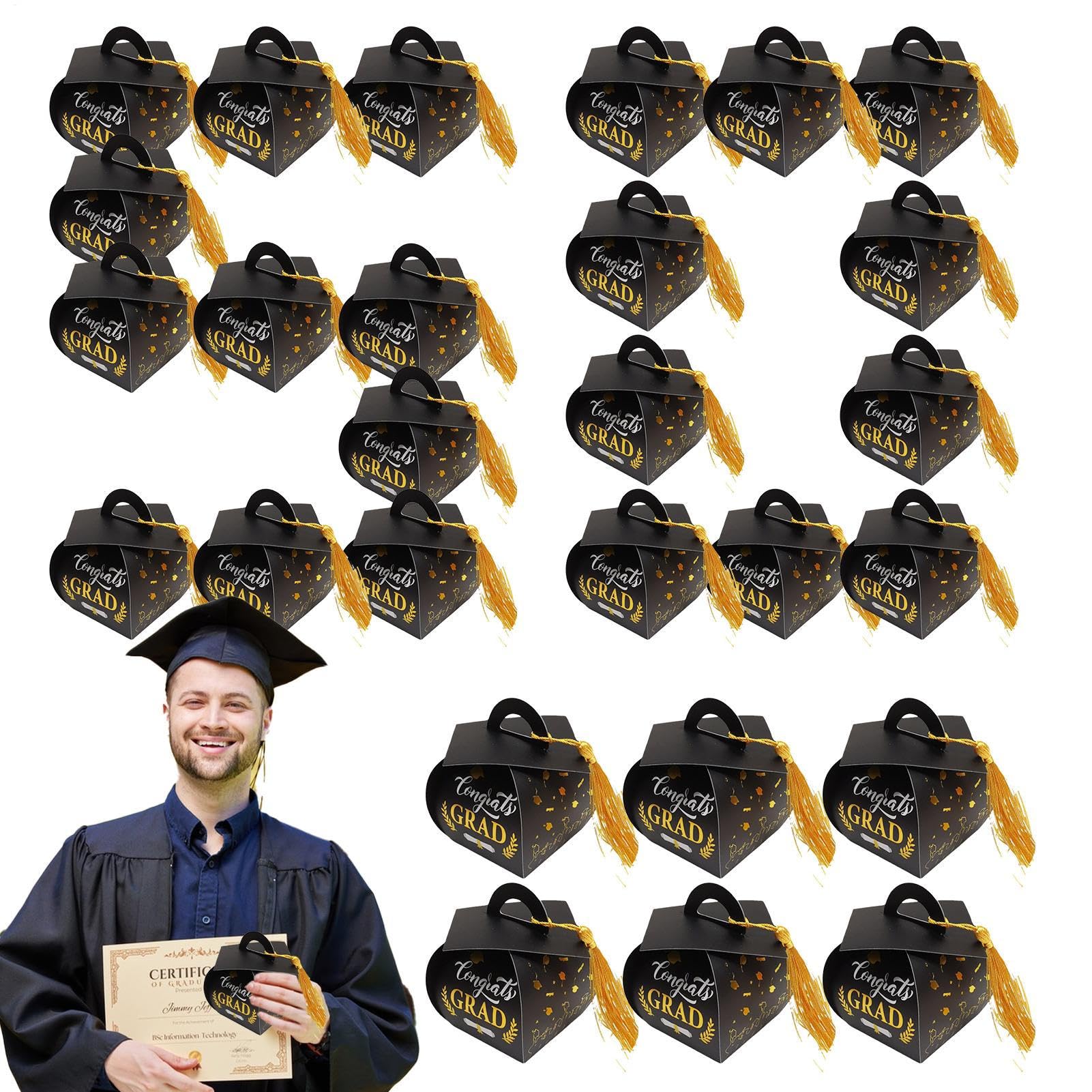 Boîtes à Chapeau 2025 Décoration Table et Porte-Bonbons Remise Diplôme