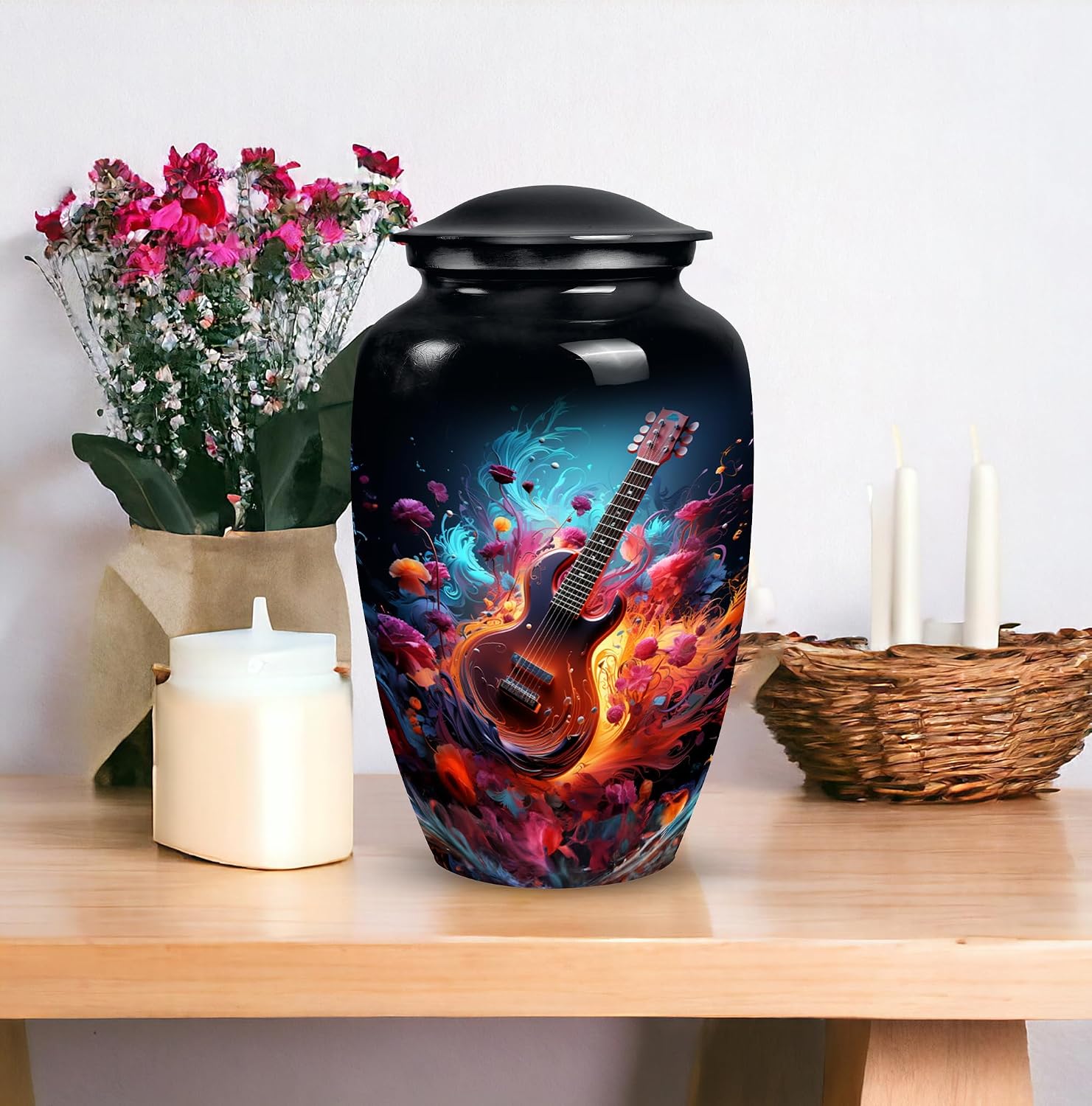Guitar Urn - Urns for Human Ashes Adult Man & Women - Urn for Mothers Ashes - Burial Urns - Artistic Design - Memorial Gifts (10 inch)
