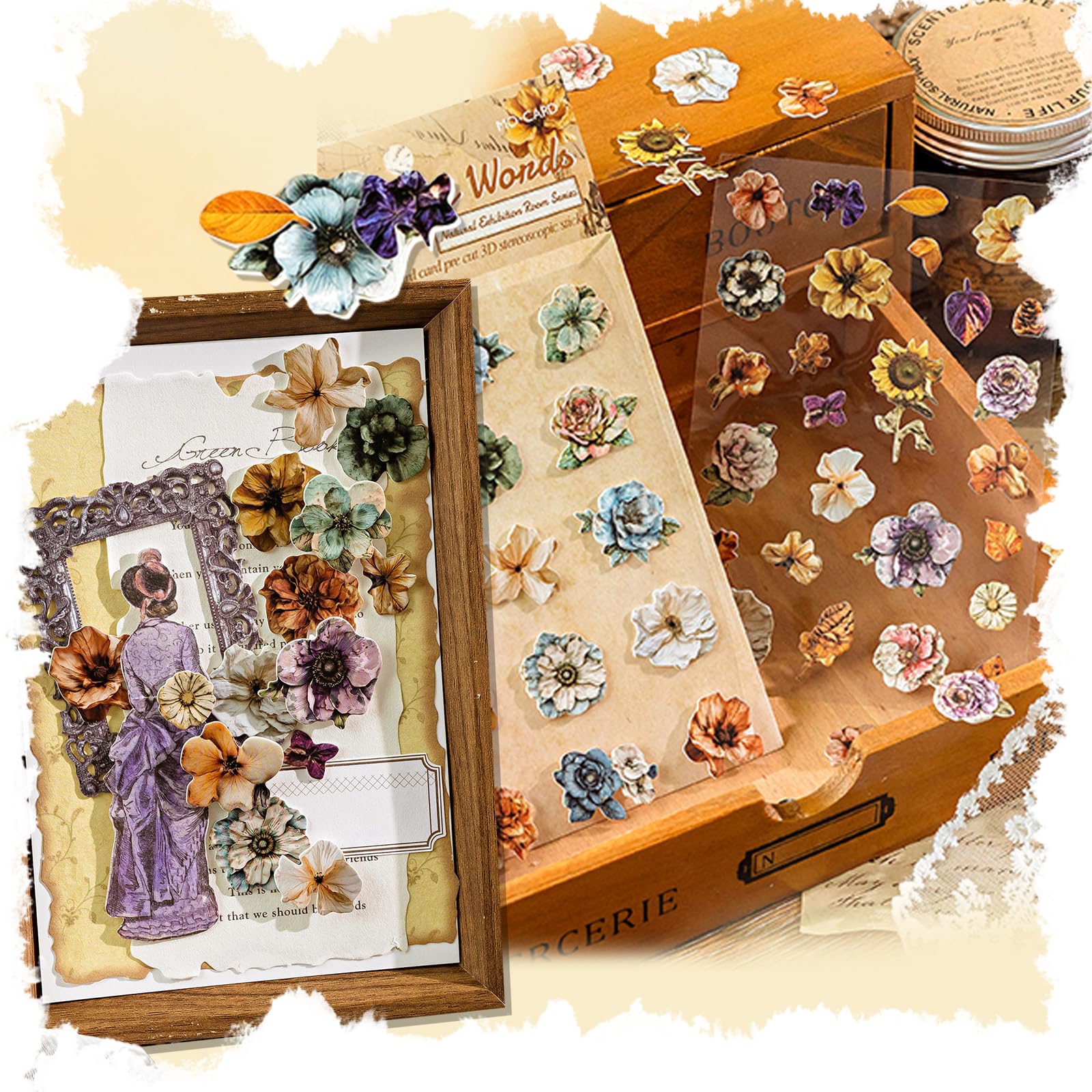 219pcs Vintage Nature Stickers for Scrapbooking and Journaling, Pre-Cut Thick Paper Stickers for Junk Journal, Card Making, DIY Crafts - Image 7