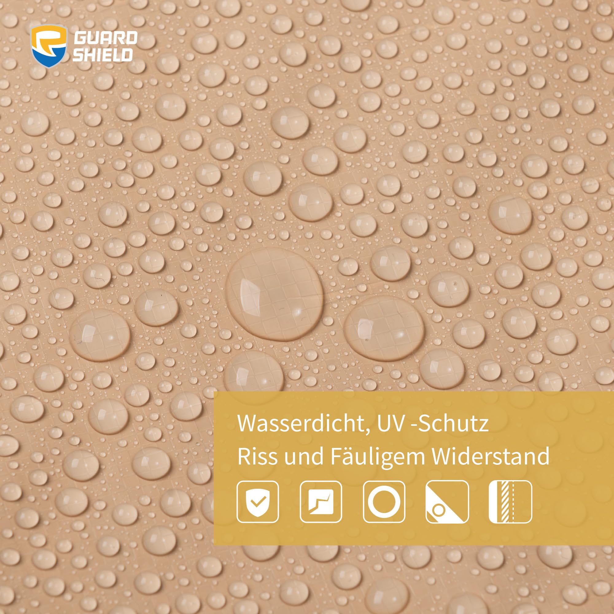 GUARD SHIELD Telone di copertura occhiello, impermeabile 3x3 m, beige/cachi, multifunzione poliestere 120 g/㎡, resistente agli strappi, stab. raggi