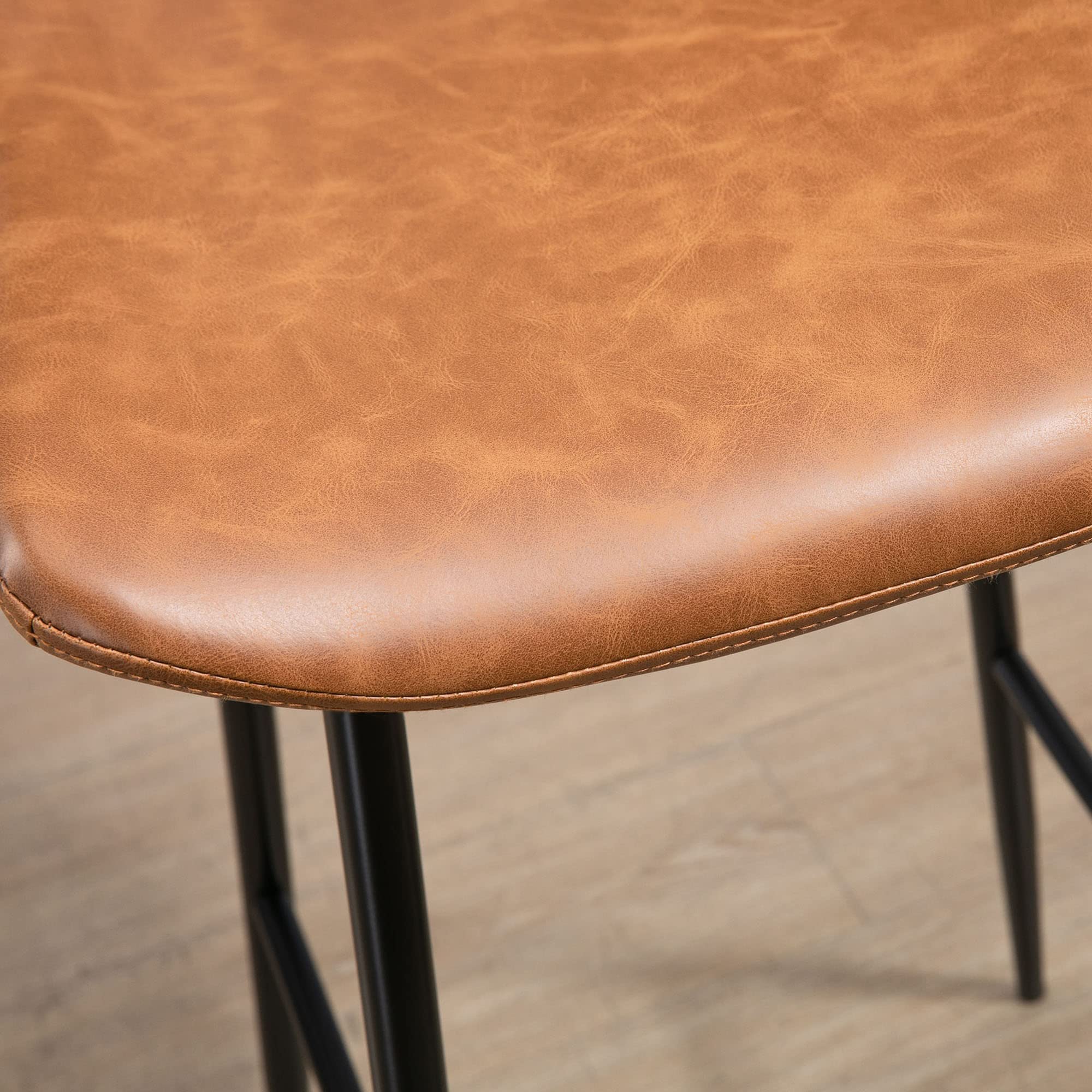 HOMCOM Lot de 2 Tabourets de Bar Hauteur 76 cm Dossier Vintage Marron