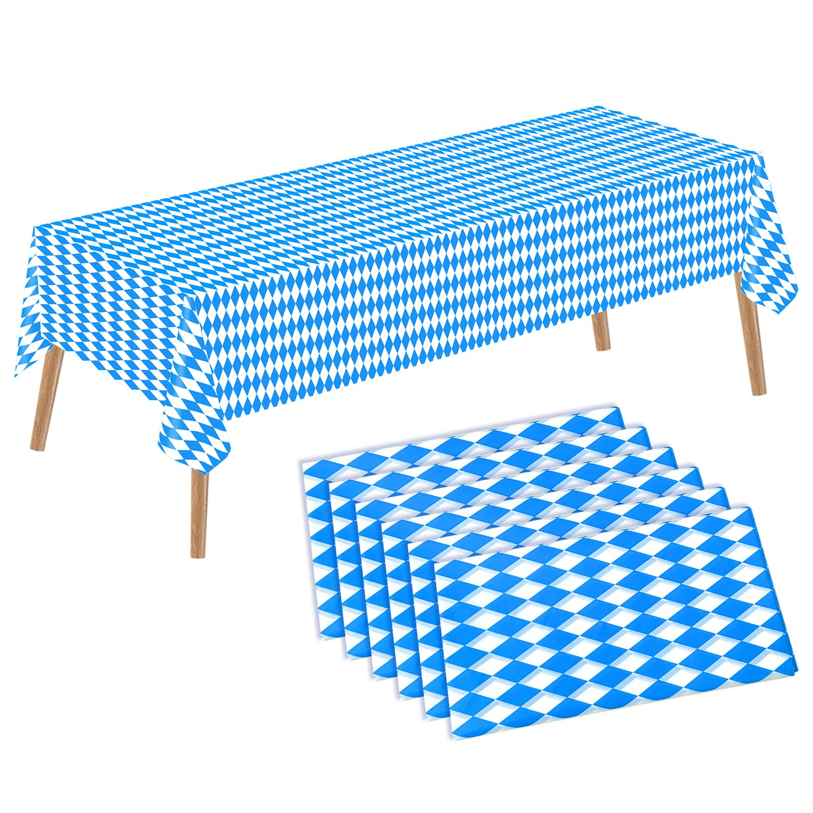 Pack of 6 Oktoberfest Tablecloths Cover Party Tablecloth 137 x 274 cm Oktoberfest Tablecloth Rectangular Party Tablecloth for Oktoberfest German Party Decorations (6)