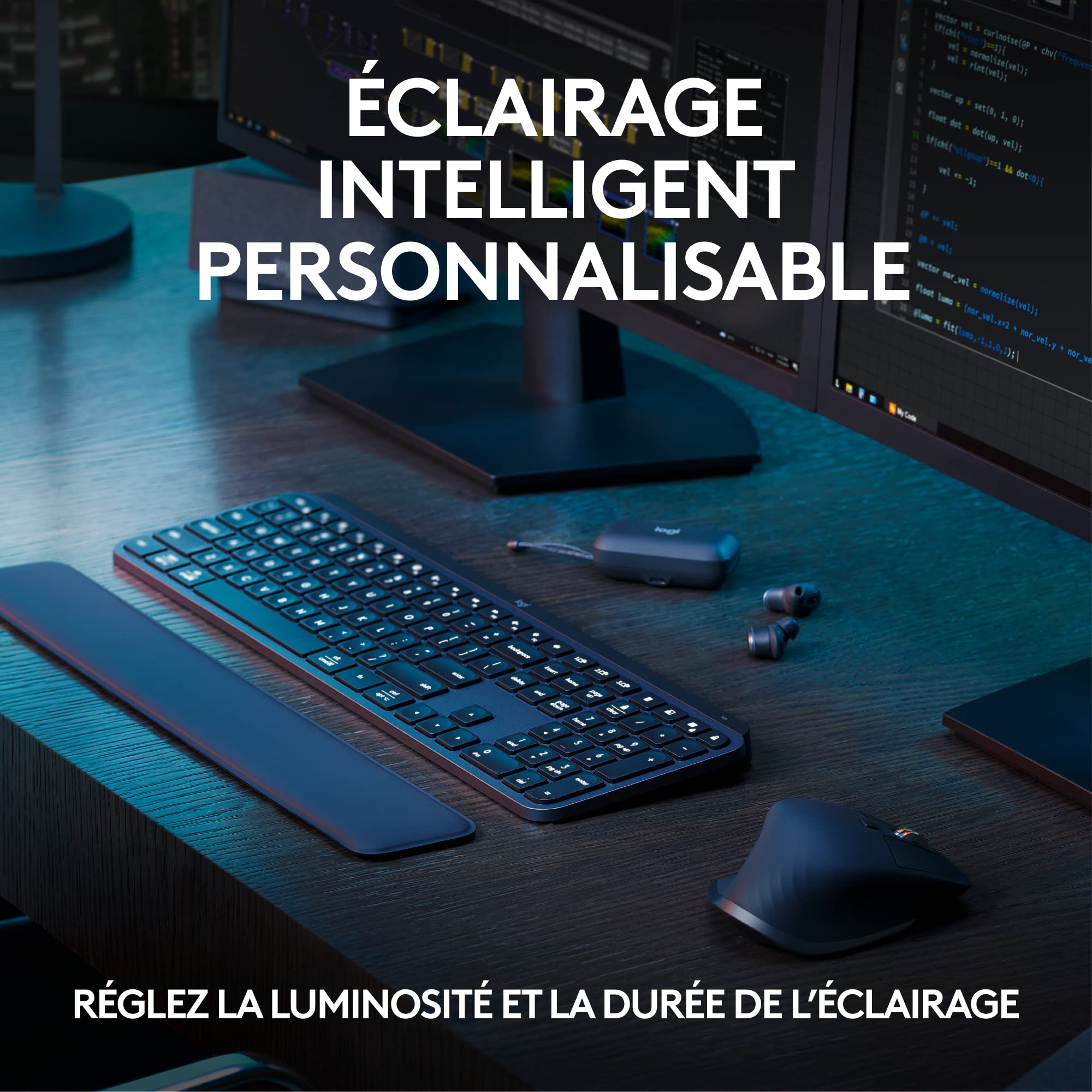 Logitech MX Keys S Combo - Tastiera e Mouse Wireless con Palm Rest | Illuminazione personalizzabile, Scorrimento veloce, Bluetooth, USB C, Windows, Linux, Chrome, Mac, ITA QWERTY - Grafite