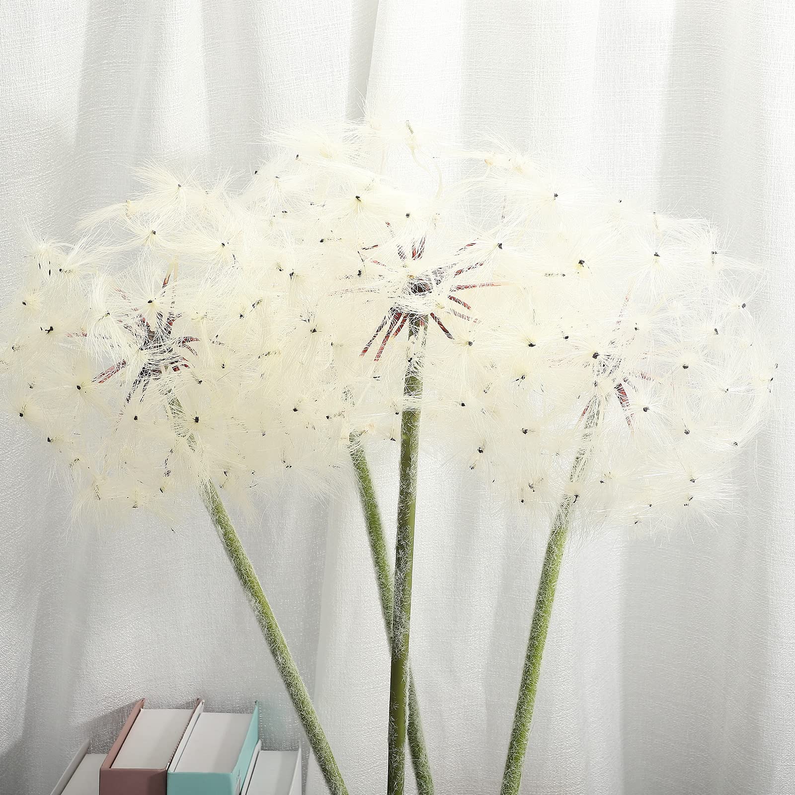 Fyearfly Artificial Dandelion Flower 92cm with Bendable Stem for Home Office Wedding Party Decoration