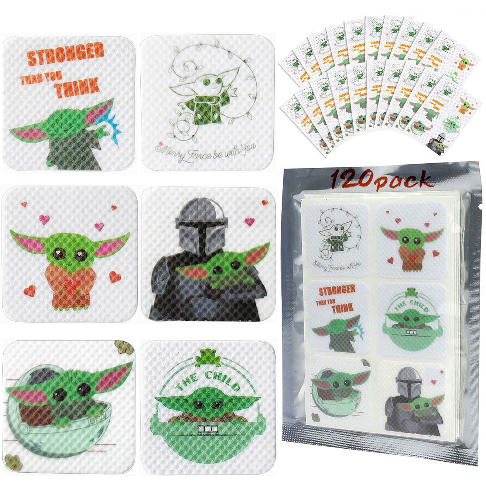 120Pack Mosquito Stickers, Baby Yoda Citronella Patches for Kids Adult Indoor Outdoor-Up to 72H