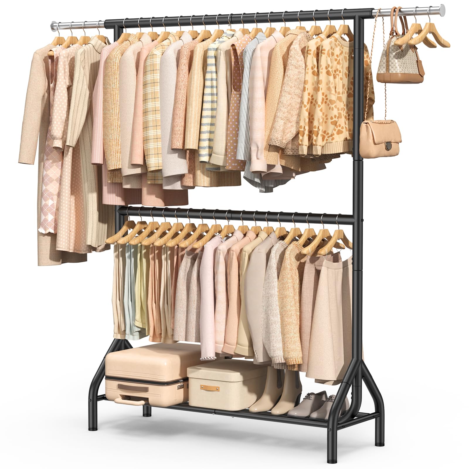 EAGMAK Double Rod Clothing Rack Load 622 LBS Heavy Duty Clothes Rack for Hanging Clothes 82 68 inch