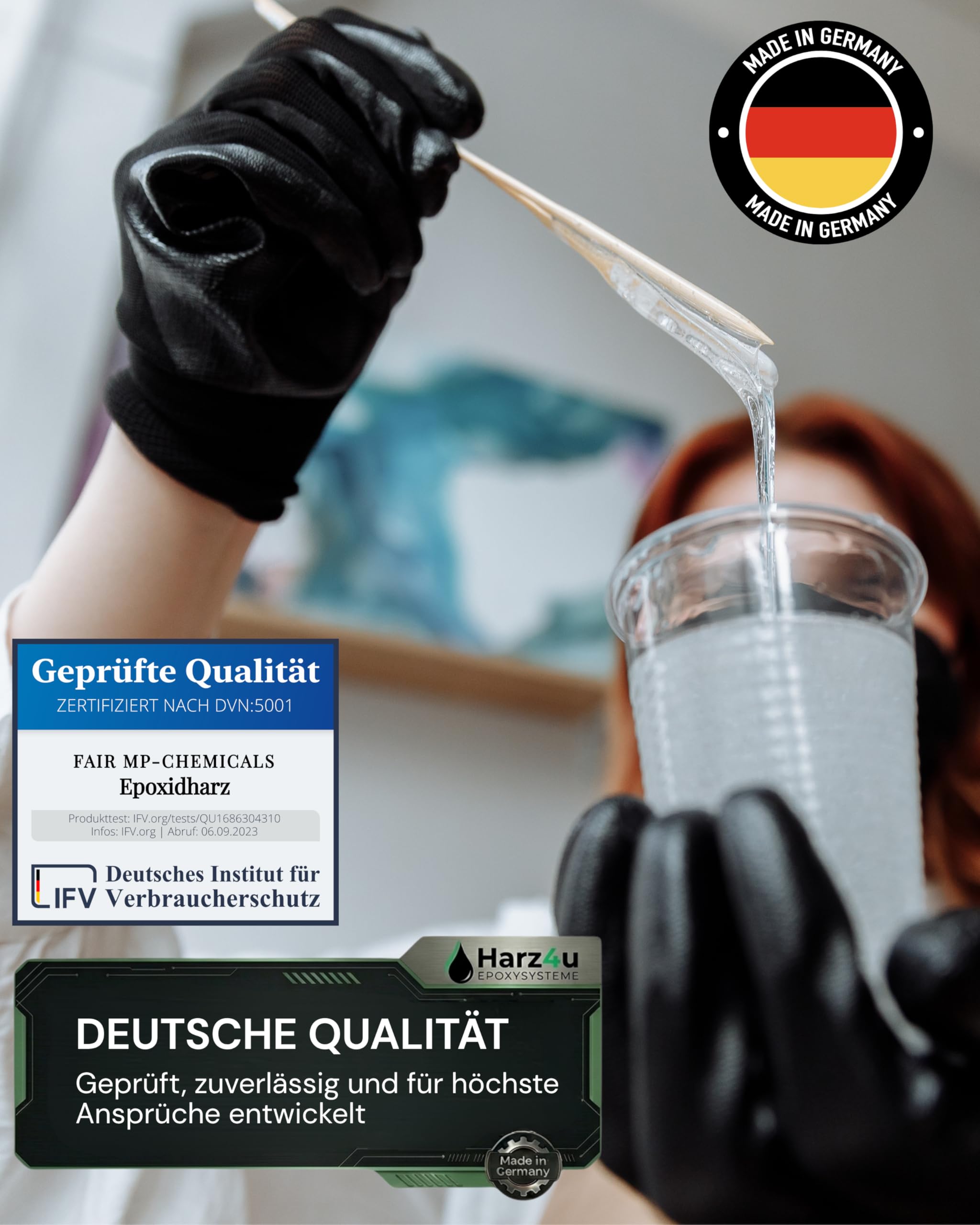 Fair MP-Chem Epoxidharz Set - 3kg Set – Transparentes Resin Gießharz mit Härter – Epoxy Resin für Holz, Kunstharz Gießen & Bastelprojekte