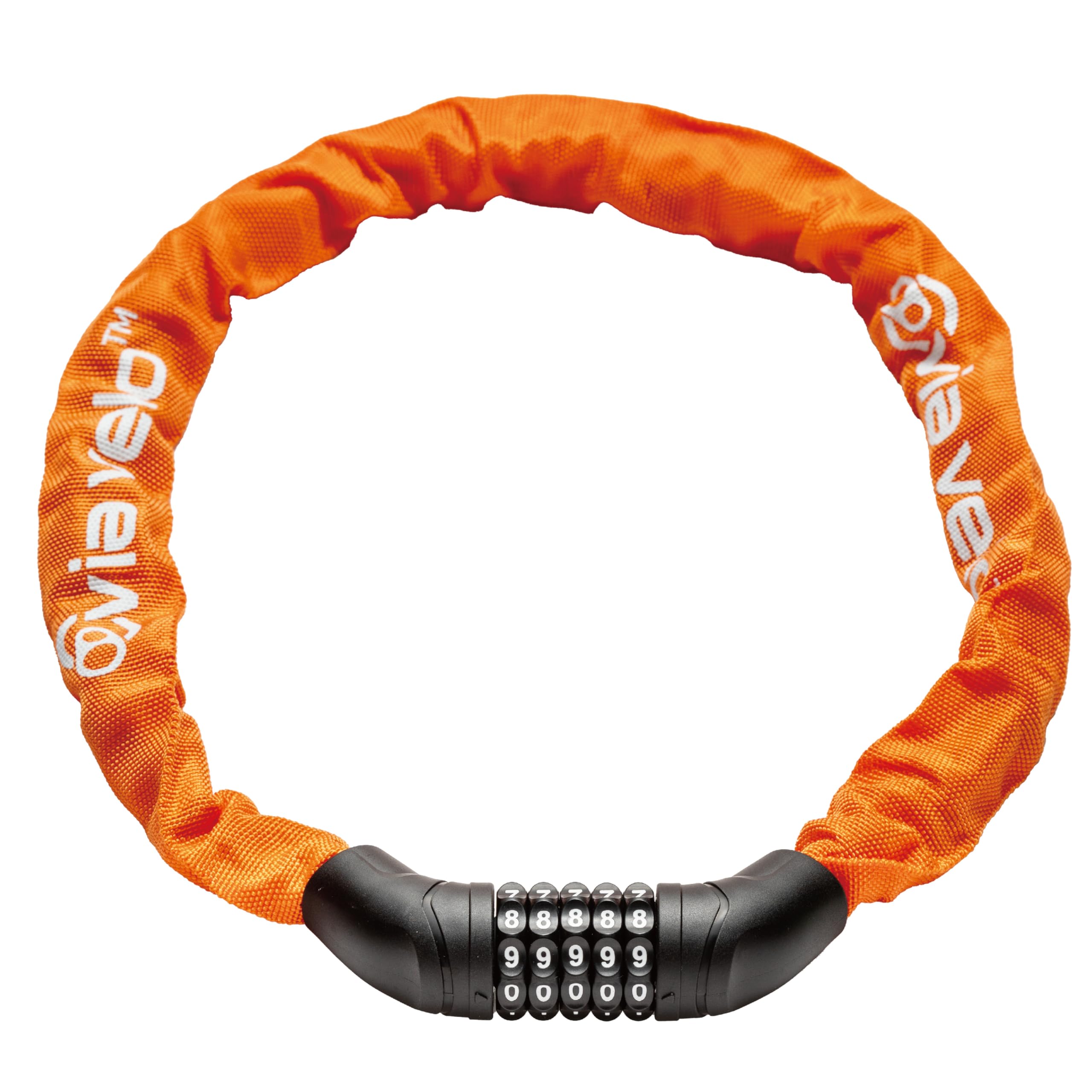 Via Velo Bike Chain Lock, 5-Digit Resettable Combination Heavy Duty Anti-Theft Bicycle Lock, 2.95 Ft Security Bike Locks for Scooter, Motorcycle, Gate, Fence, Valuables Etc(Orange)
