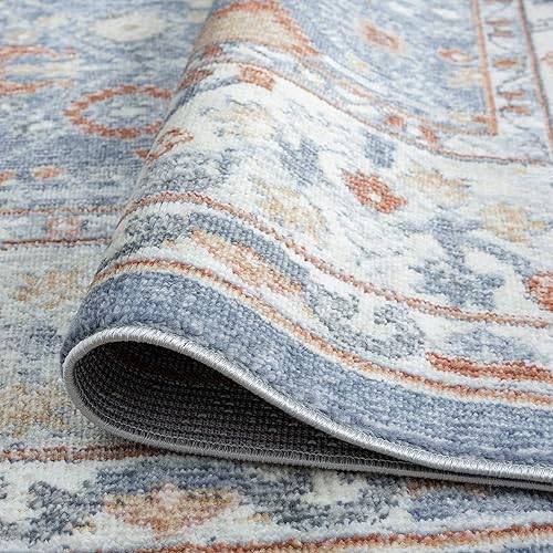 Miniatura 6 de Fashionwu Alfombra de baño con diseño floral para pasillo, alfombra moderna envejecida para sala de estar, alfombra turca, alfombra estética para