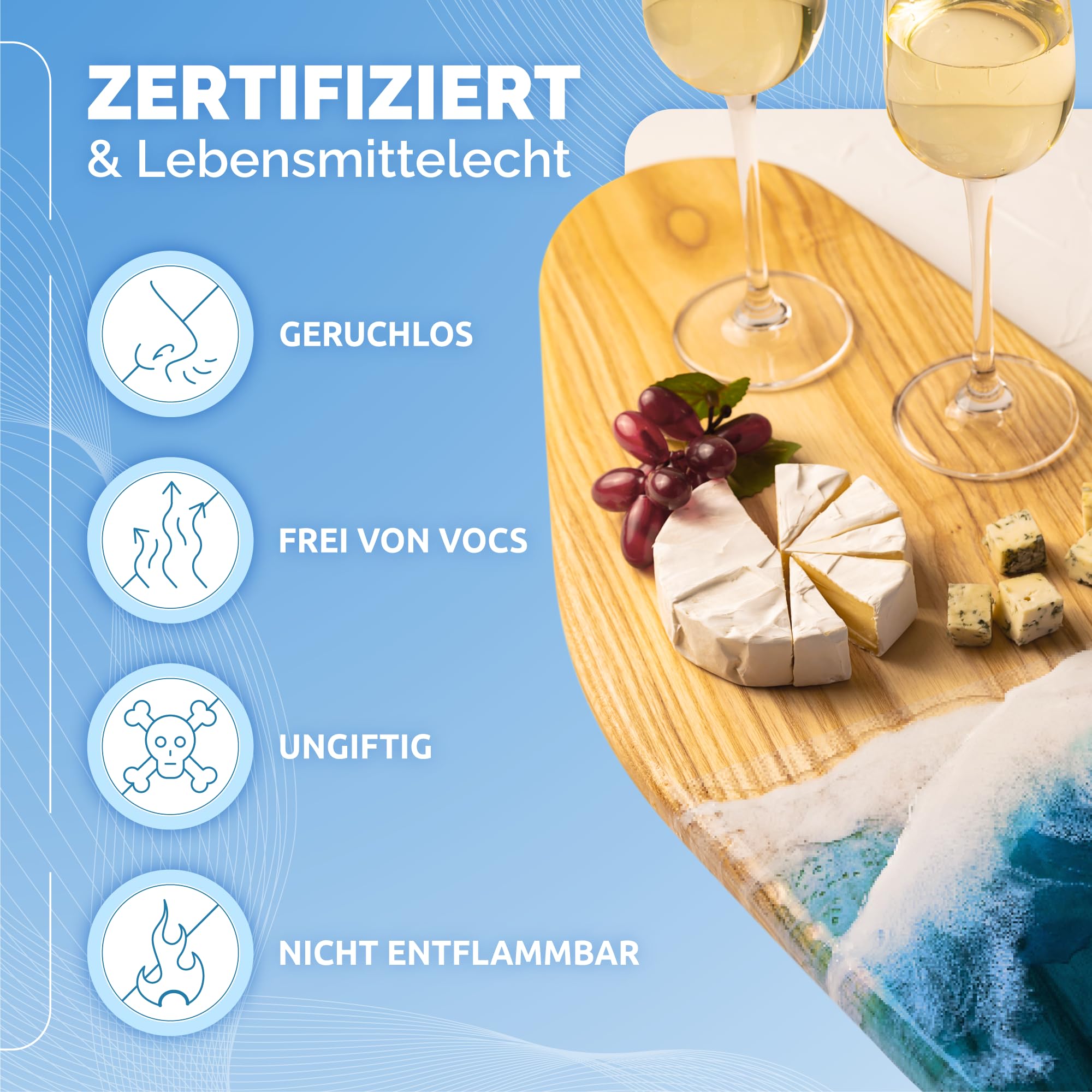 Craft Resin 1L Epoxidharz Set - Transparent Epoxid Harz, Harz Gießen & Härter für Kunstwerke Gießharz, DIY, Holz, Untersetzer & Gießformen, Lebensmittelsicheres - Hitze- & UV-Beständig