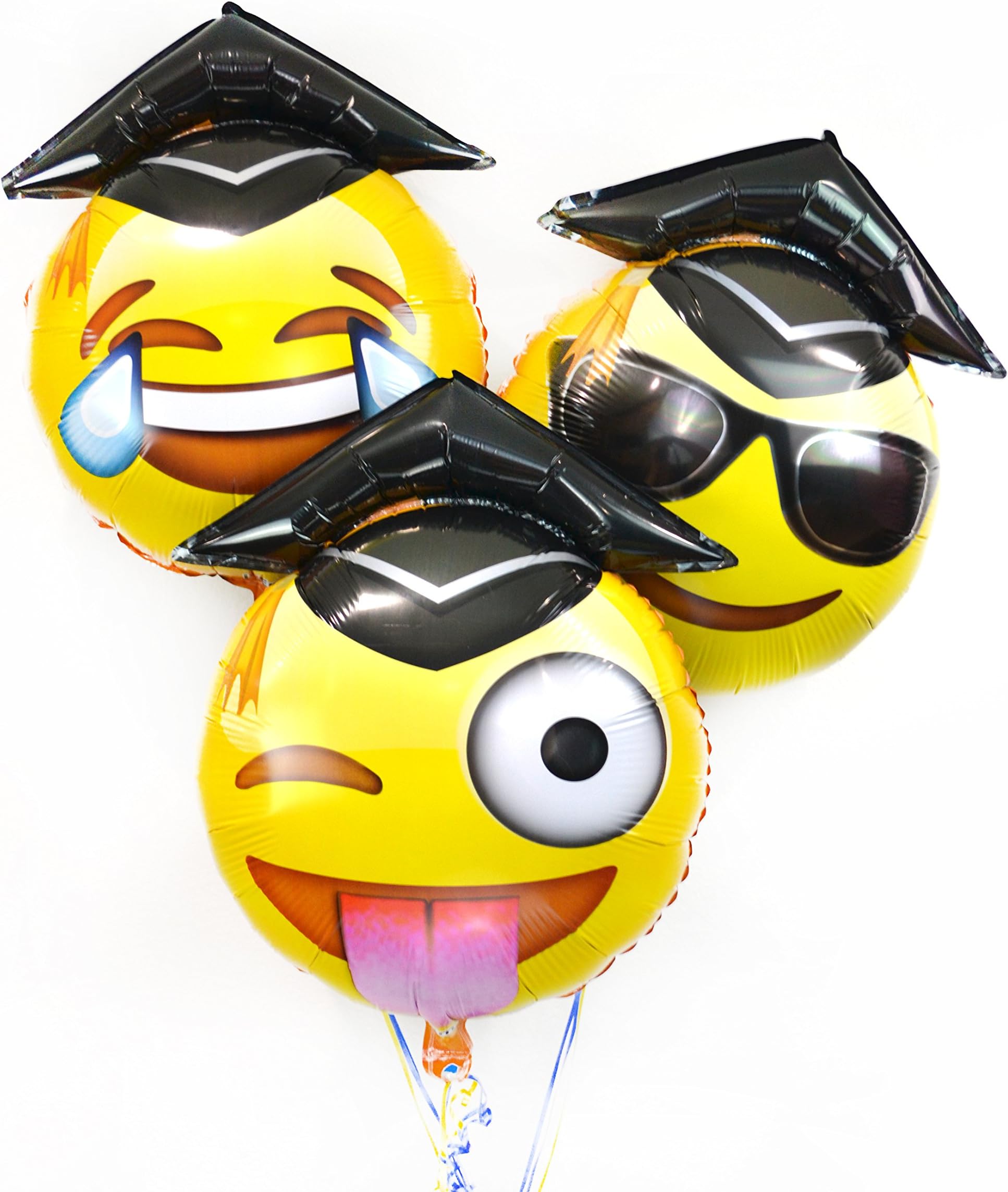 Emoji Balloons | Graduation | Helium Balloons (3-Pack) (Variety Pack)