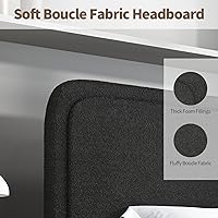 Vista 4 de Boucle - Marco de cama tamaño individual, plataforma tapizada con cabecero, estilo moderno, esquinas redondeadas suaves, no requiere somier, fácil