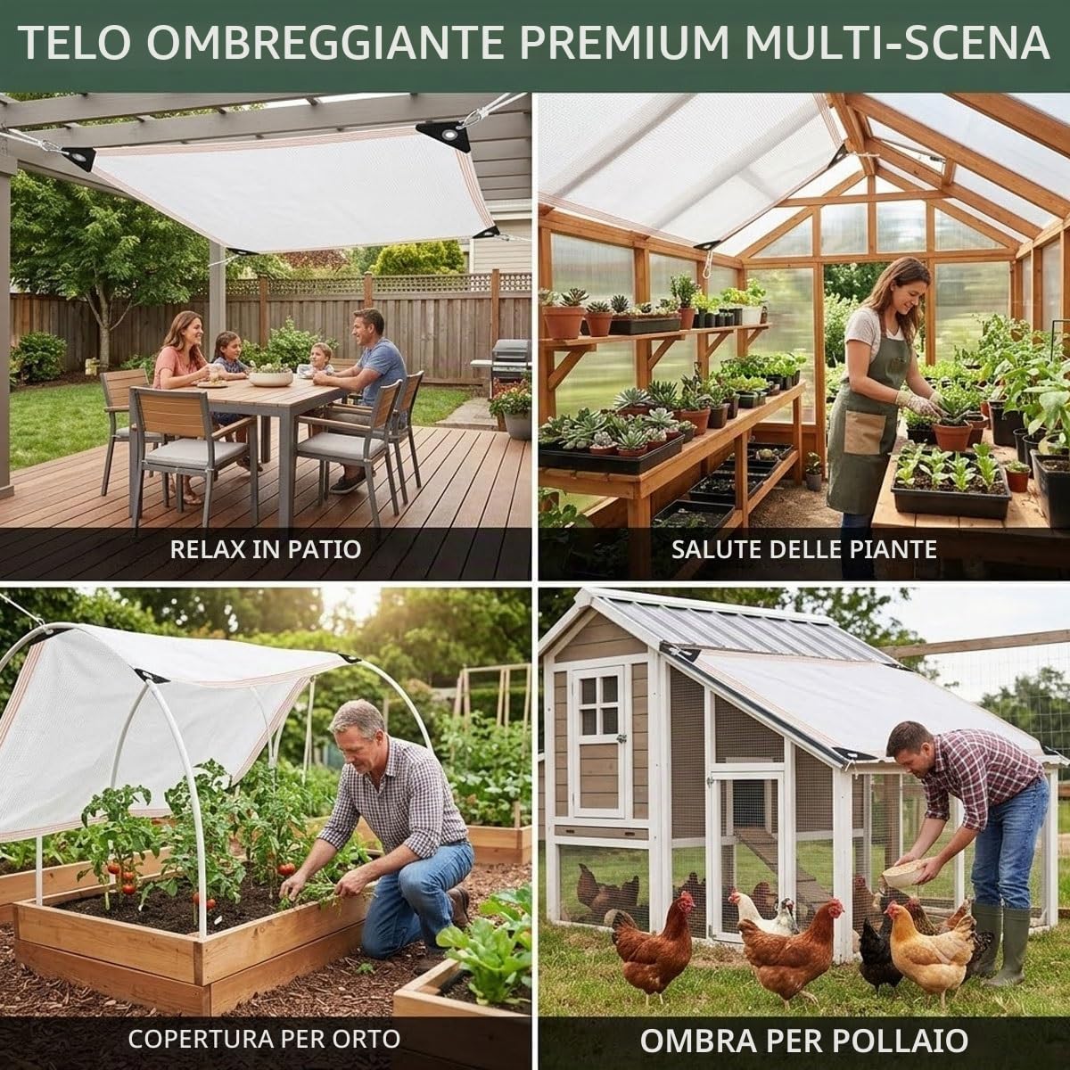 Rete Antigrandine, 50% Telo Ombreggiante per Orto, Bianca Telo Ombreggiante con Occhielli, Vela da Sole Esterno, Traspirante Parasole per Orto Balcone Serra Giardino, Tenda da Ombra(5x2.5m)