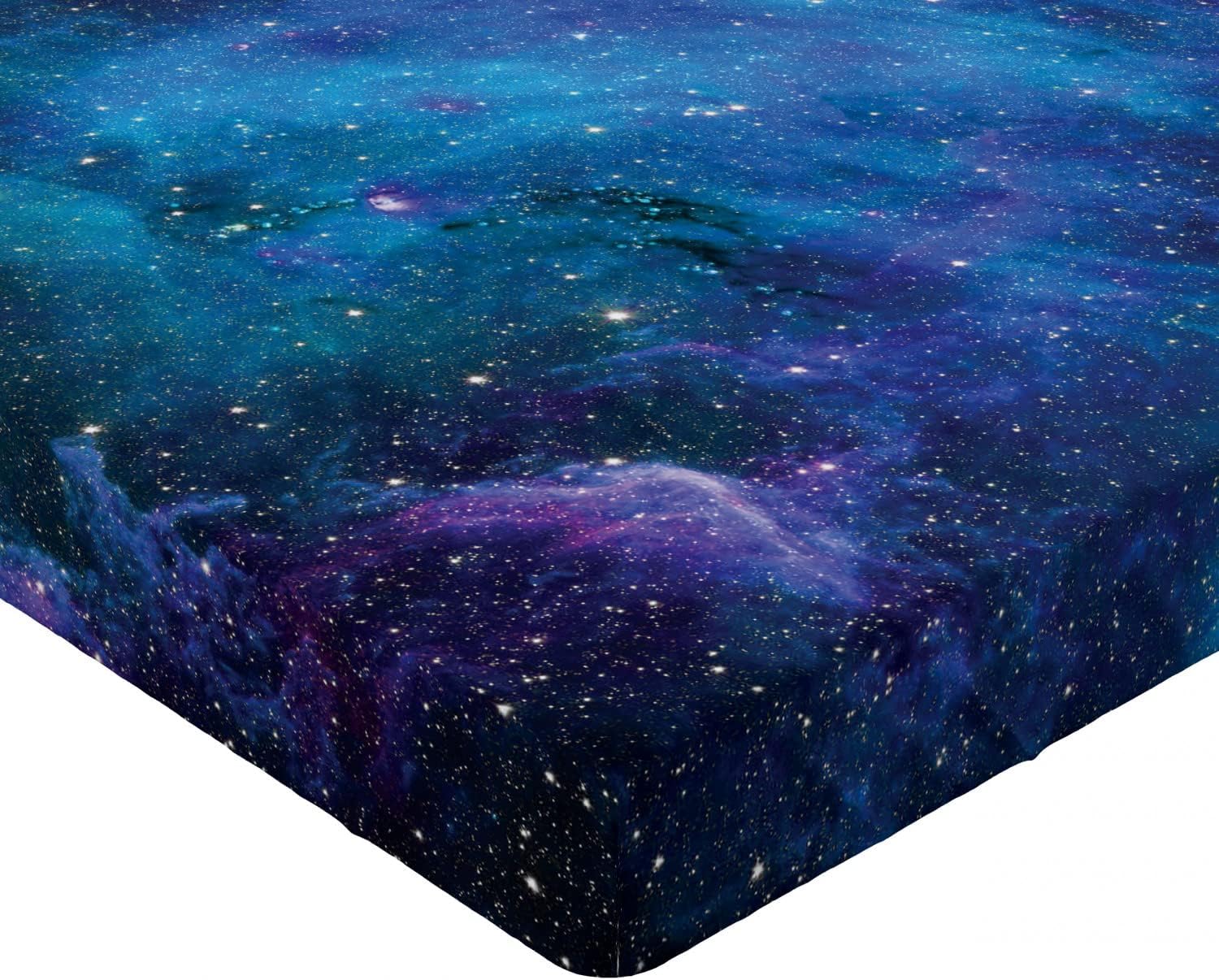 Ambesonne Outer Space Fitted Sheet, Galaxy Stars in Space Celestial Astronomic Planets in The Universe Milky Way, Soft Decorative Fabric Bedding All-Round Elastic Pocket, Queen Size, Navy Blue