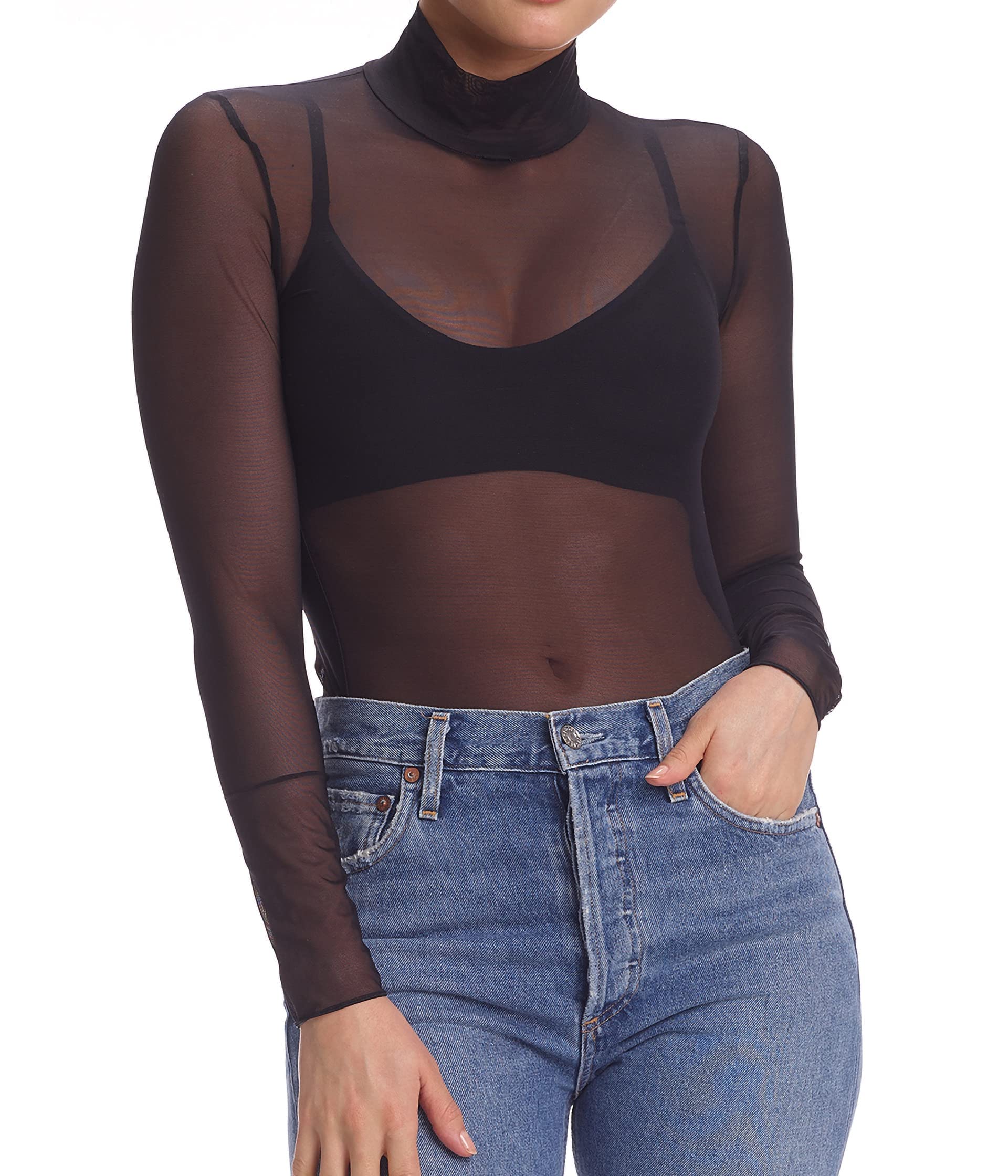 commando Chic Mesh Long Sleeve Turtleneck TU116