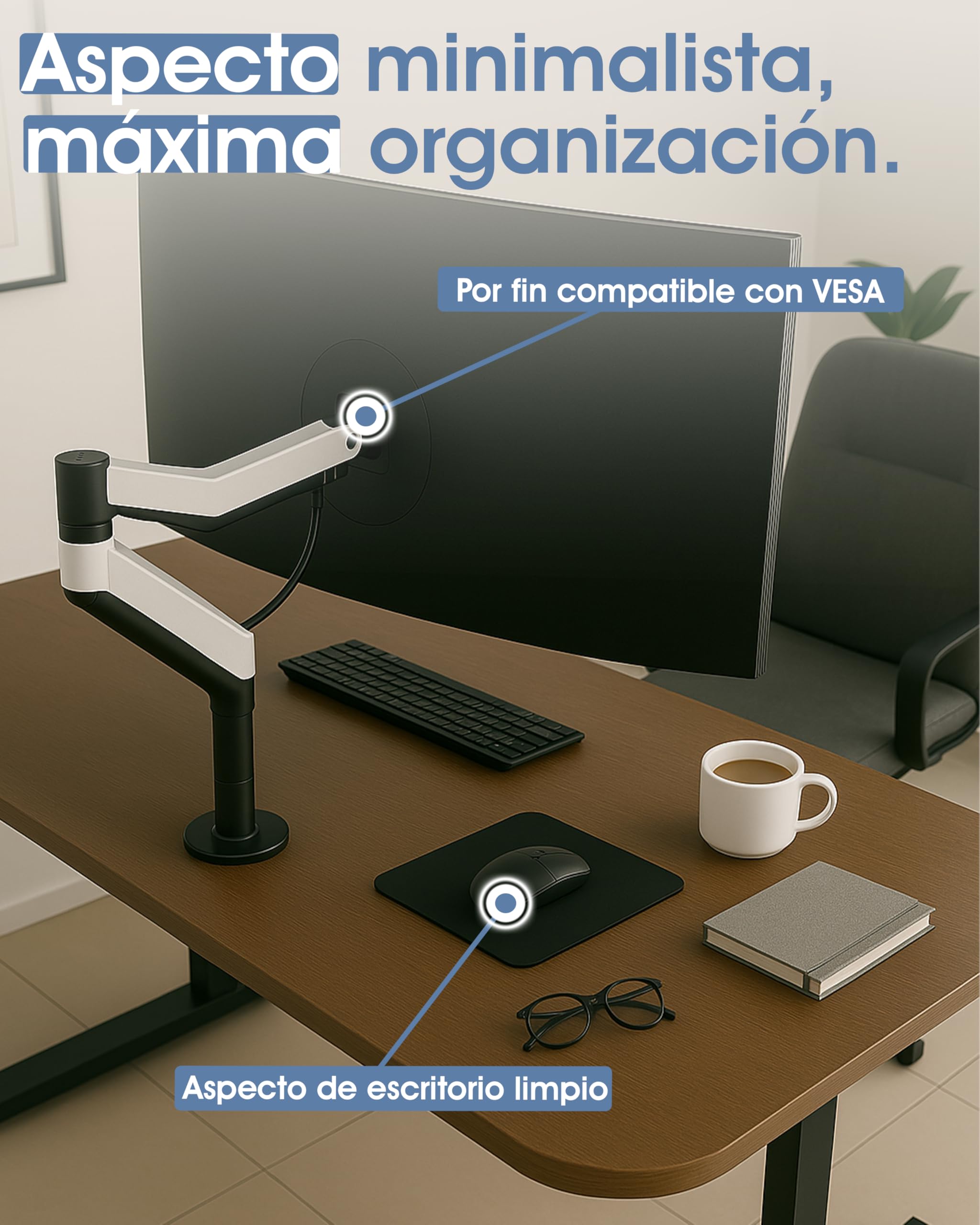 3IDEE Adaptador VESA compatible con Monitor Samsung (U32R590, U32R591, U32R592, LU32R590, 32UR59C y más ...) Soporte VESA 75x75 mm - Soporte monitor sin VESA - Para montaje en un soporte de monitor