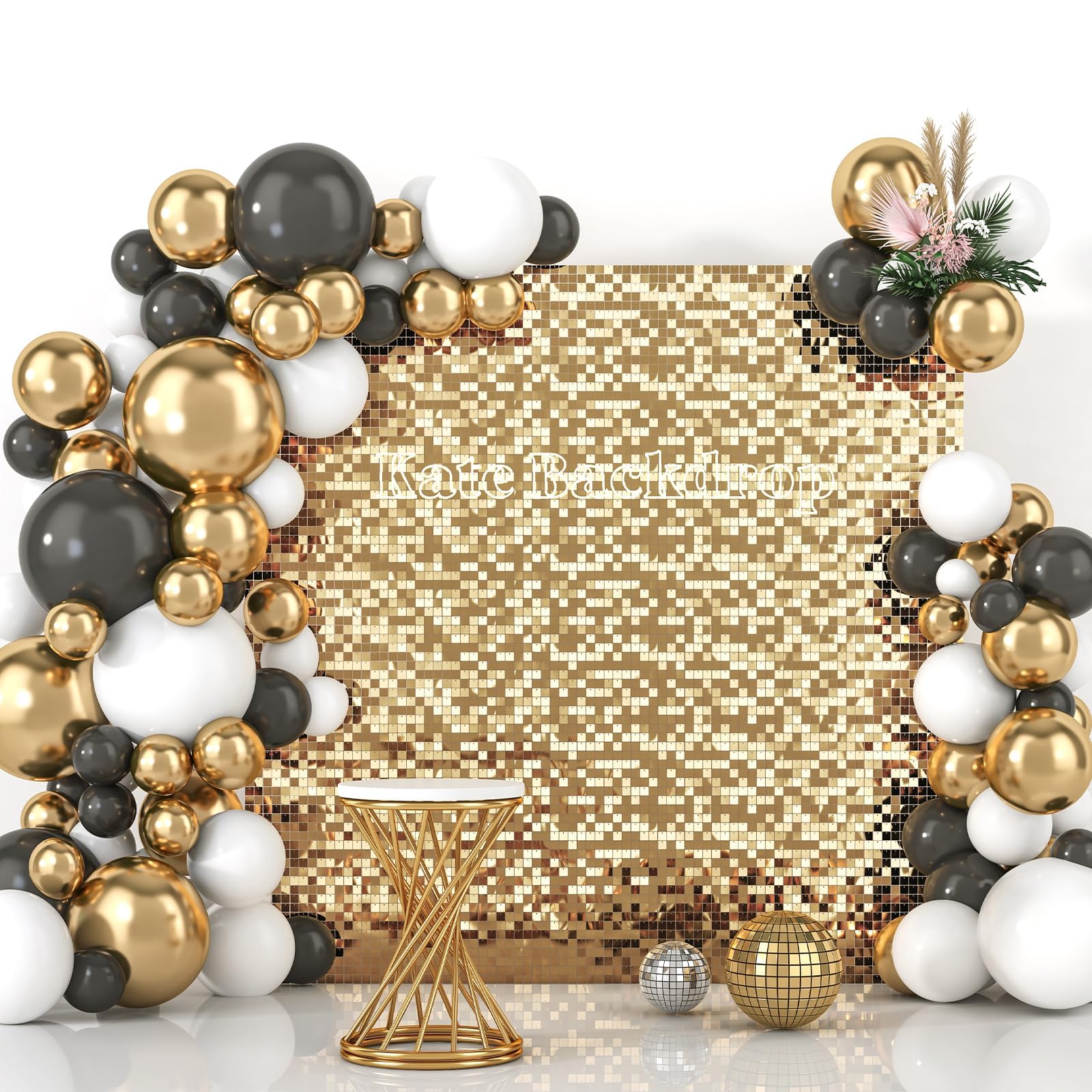 Kate Shimmer Wall Panels Pailletten Wand Gold 24PCS Pailletten Hintergrund Pailettenvorhang Party Panels für Partydeko