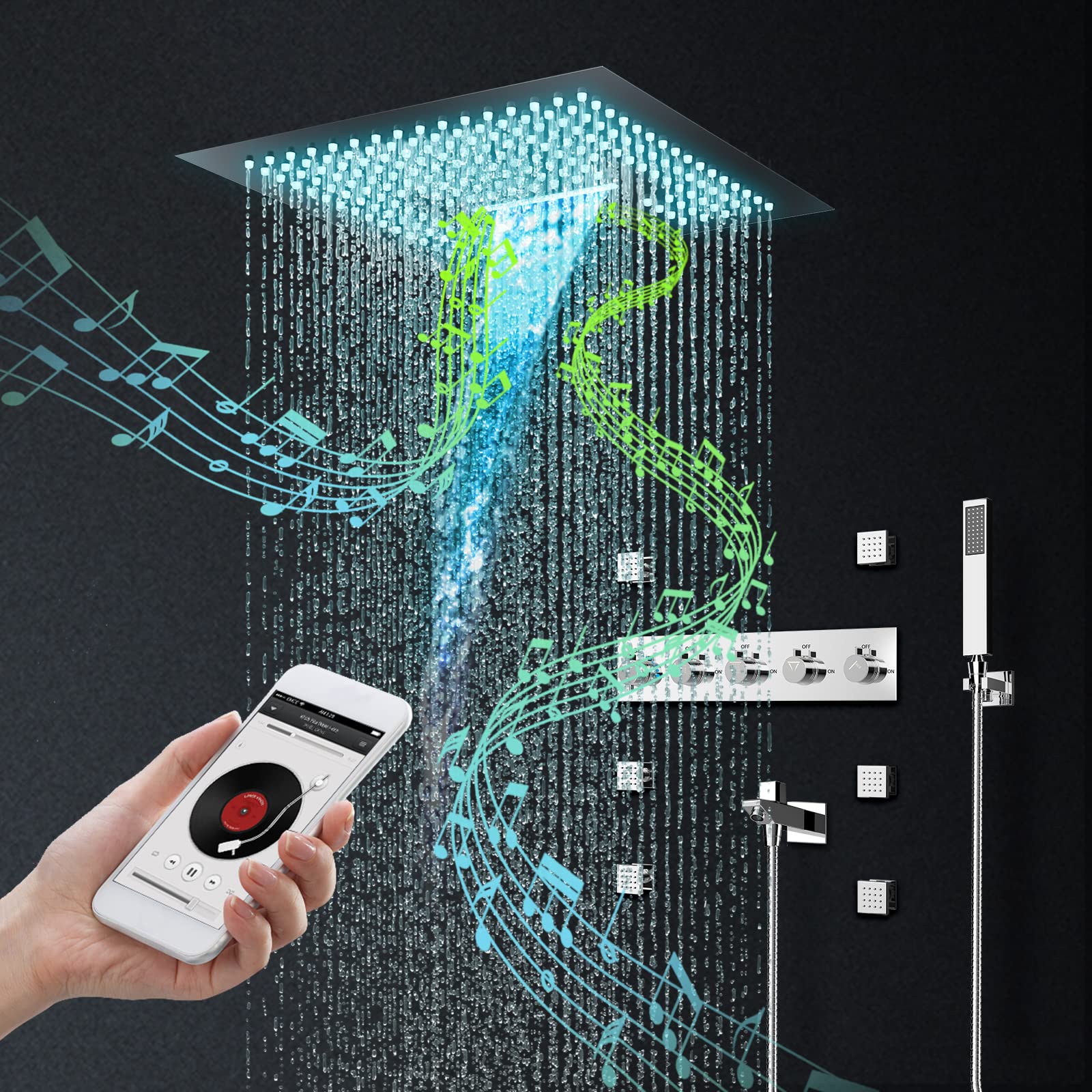 Buy Luxury LED Shower System, MultiFunction Music Rain Shower Set, 16