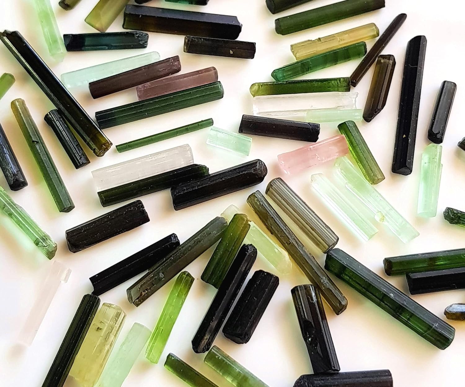 Multi + Dark Green Tourmaline Gemstone Mix Lot Raw Loose Undrilled Tourmaline Crystal Minerals | Stunning Gemstone For Jewelry [STICKS 3]